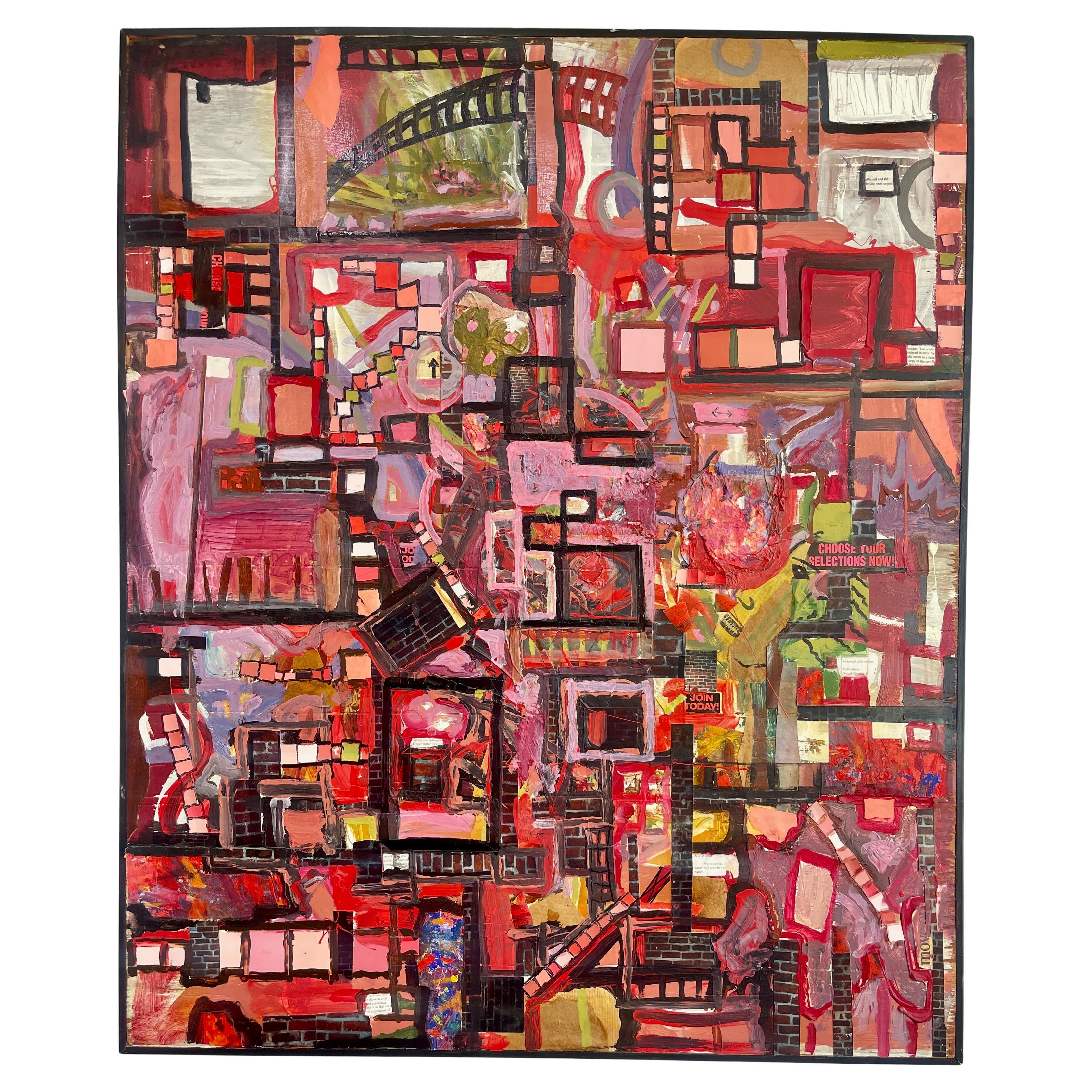 Zeitgenössisches modernes abstraktes Öl auf Karton, The Weave im Angebot