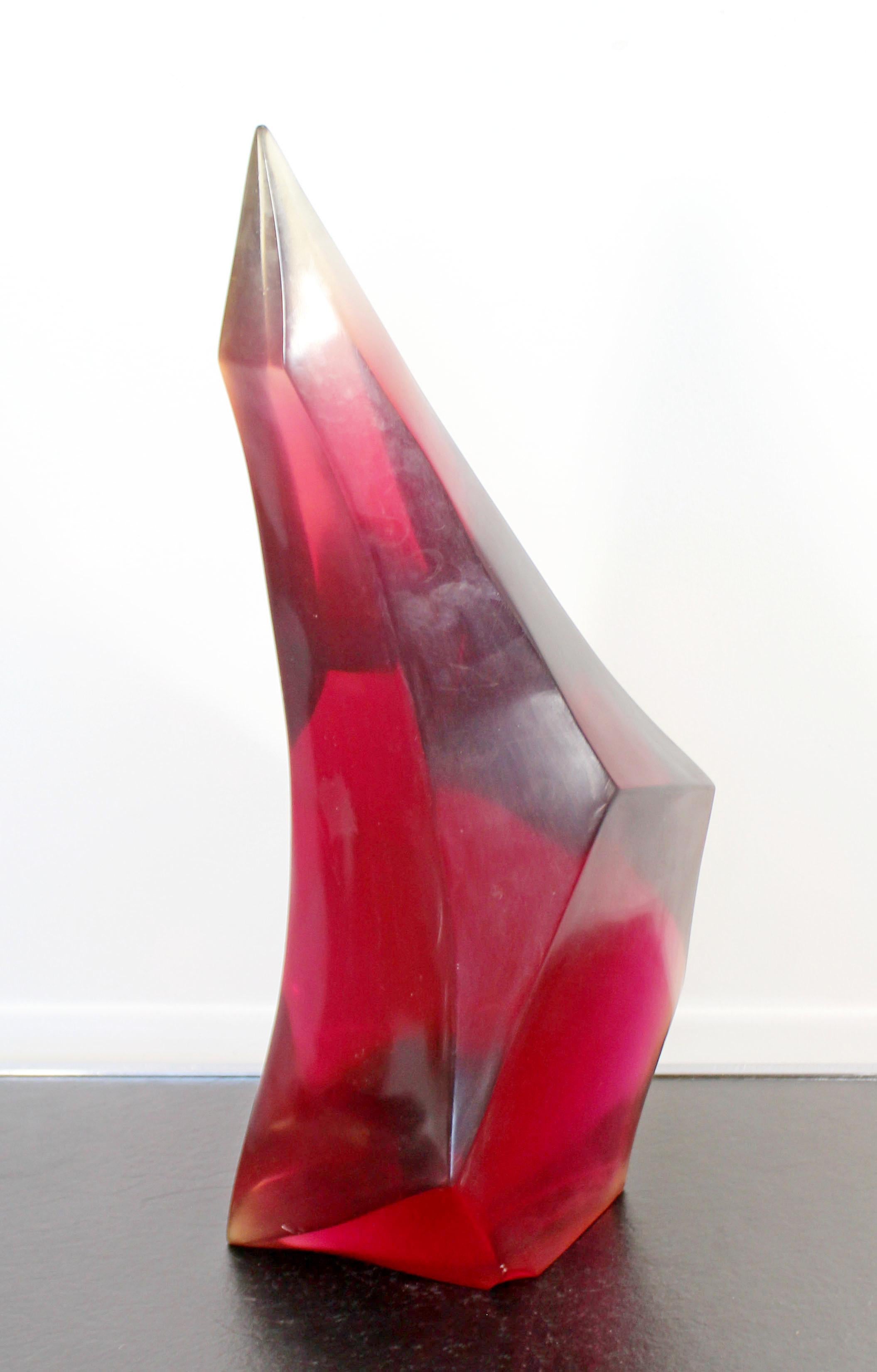 Contemporary Modern Abstract Red Lucite Table Sculpture Van Teal Era 1970s-1980s In Good Condition In Keego Harbor, MI