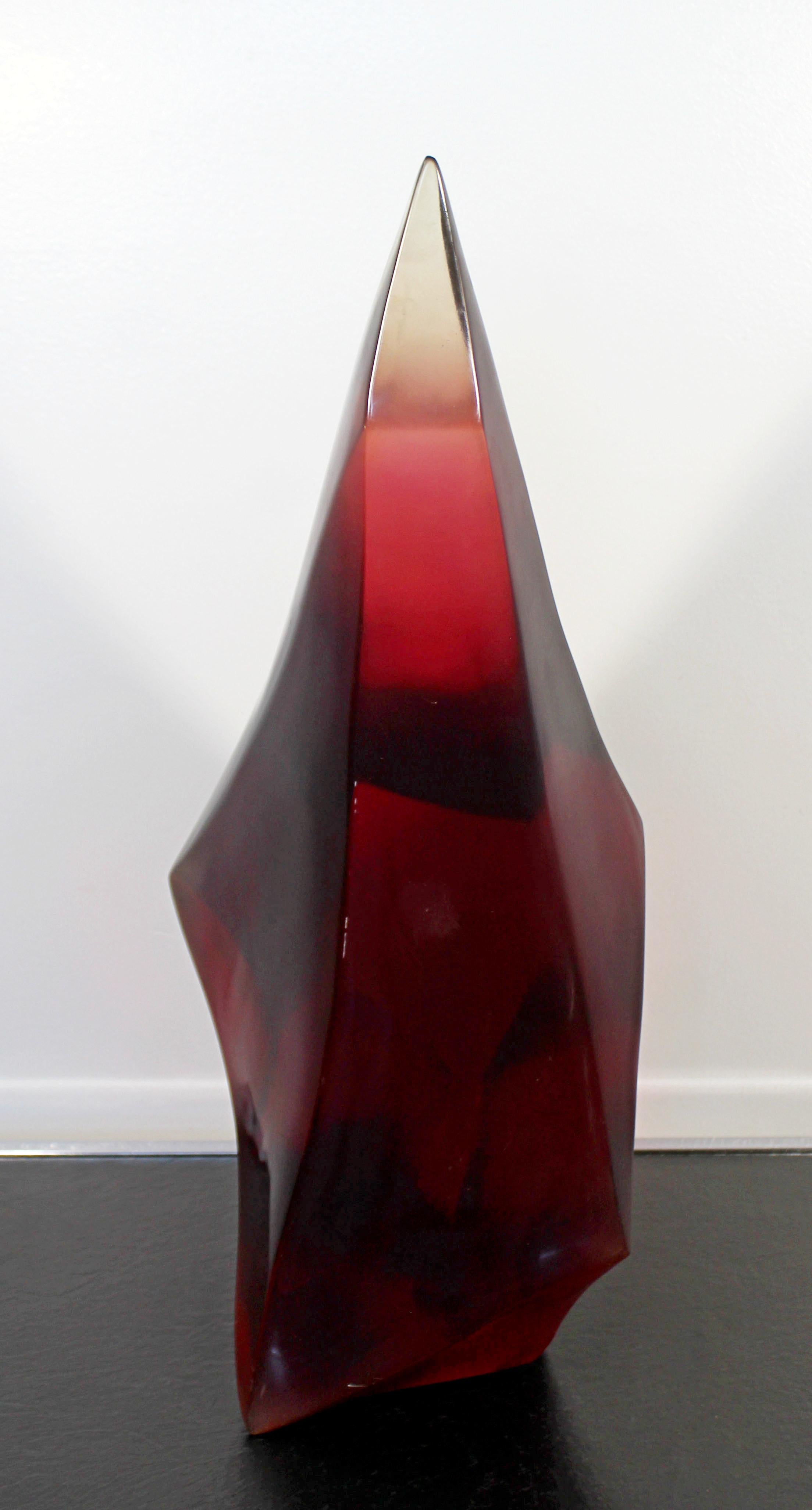 Late 20th Century Contemporary Modern Abstract Red Lucite Table Sculpture Van Teal Era 1970s-1980s