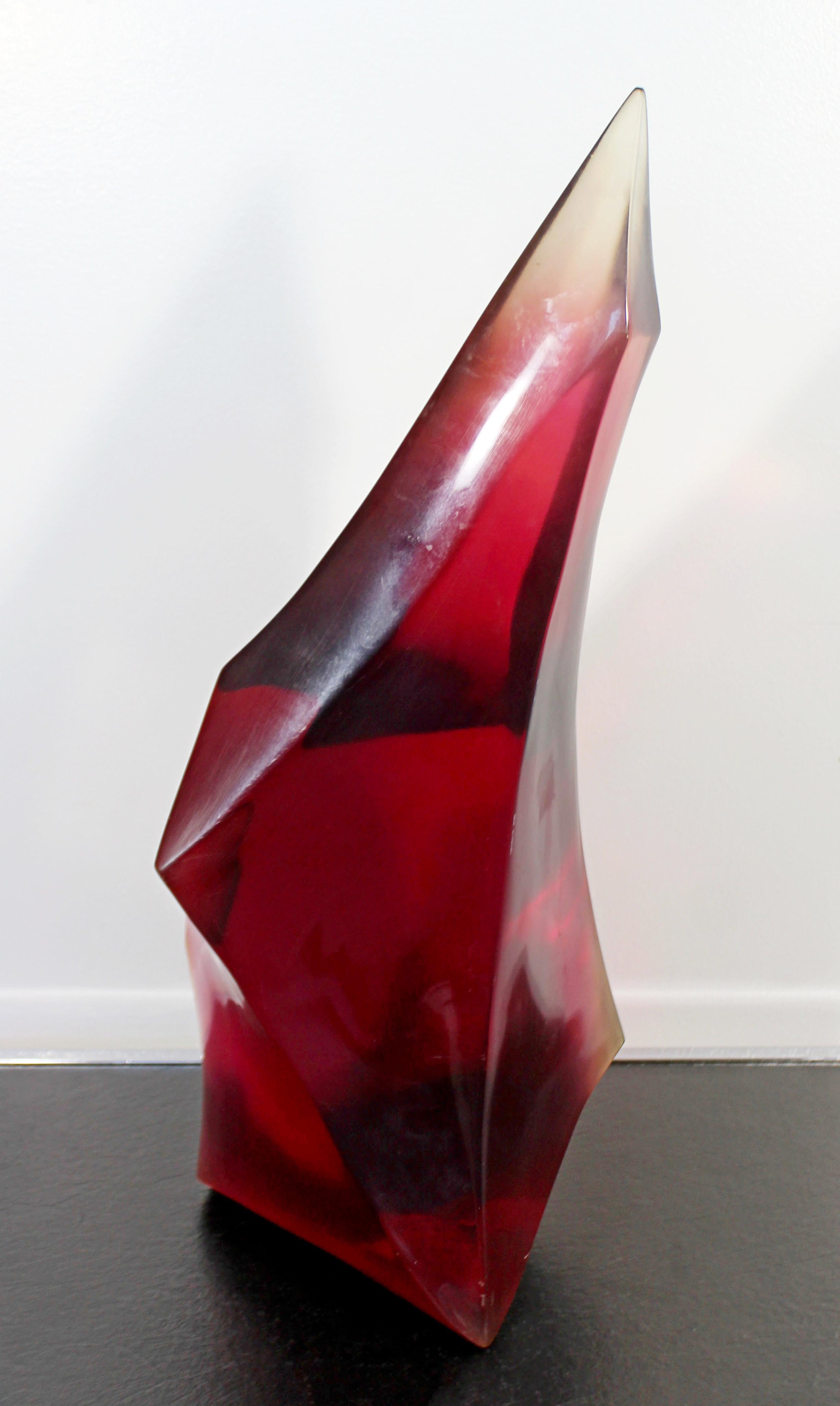 Contemporary Modern Abstract Red Lucite Table Sculpture Van Teal Era 1970s-1980s 1