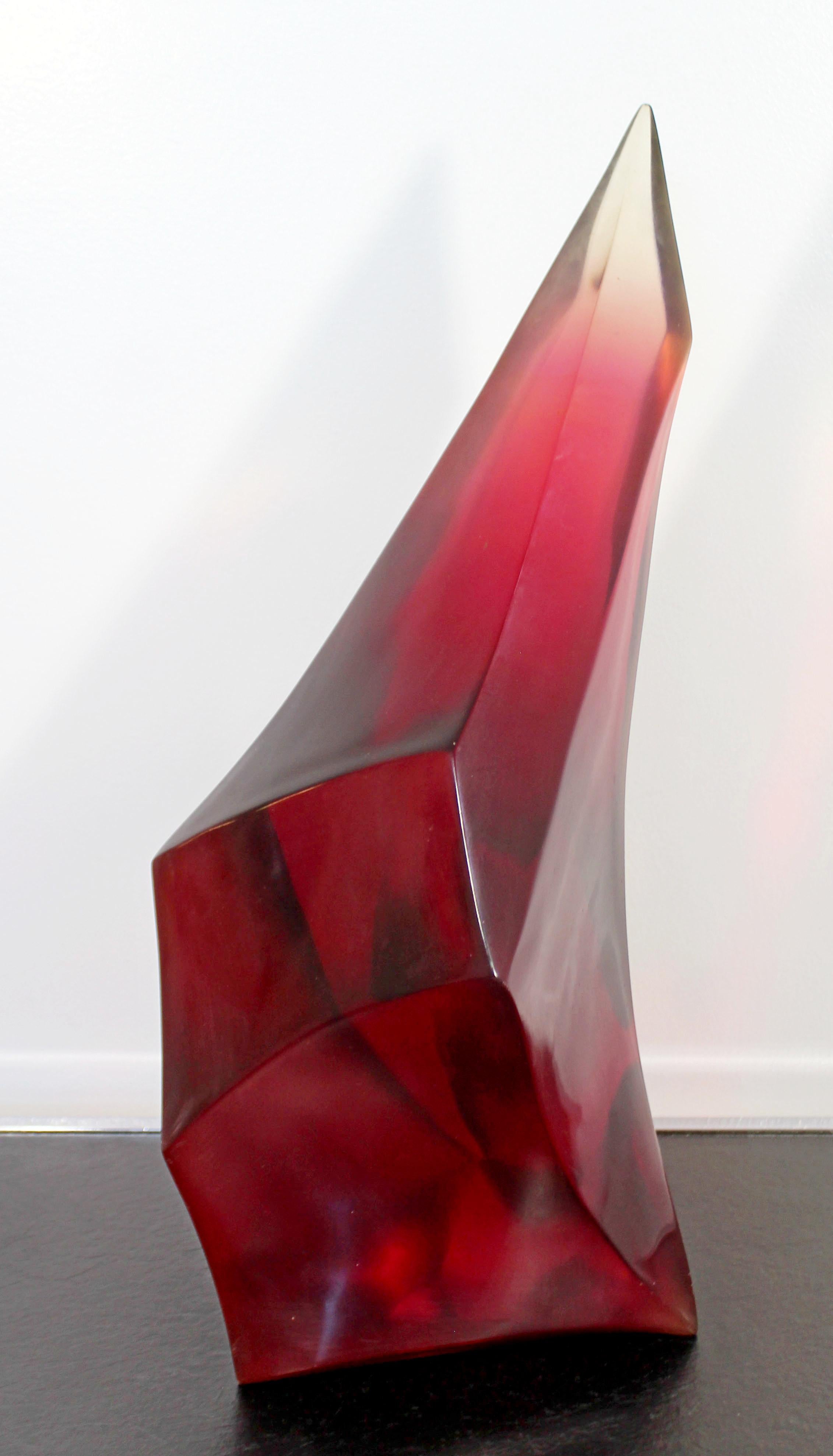 Contemporary Modern Abstract Red Lucite Table Sculpture Van Teal Era 1970s-1980s 2
