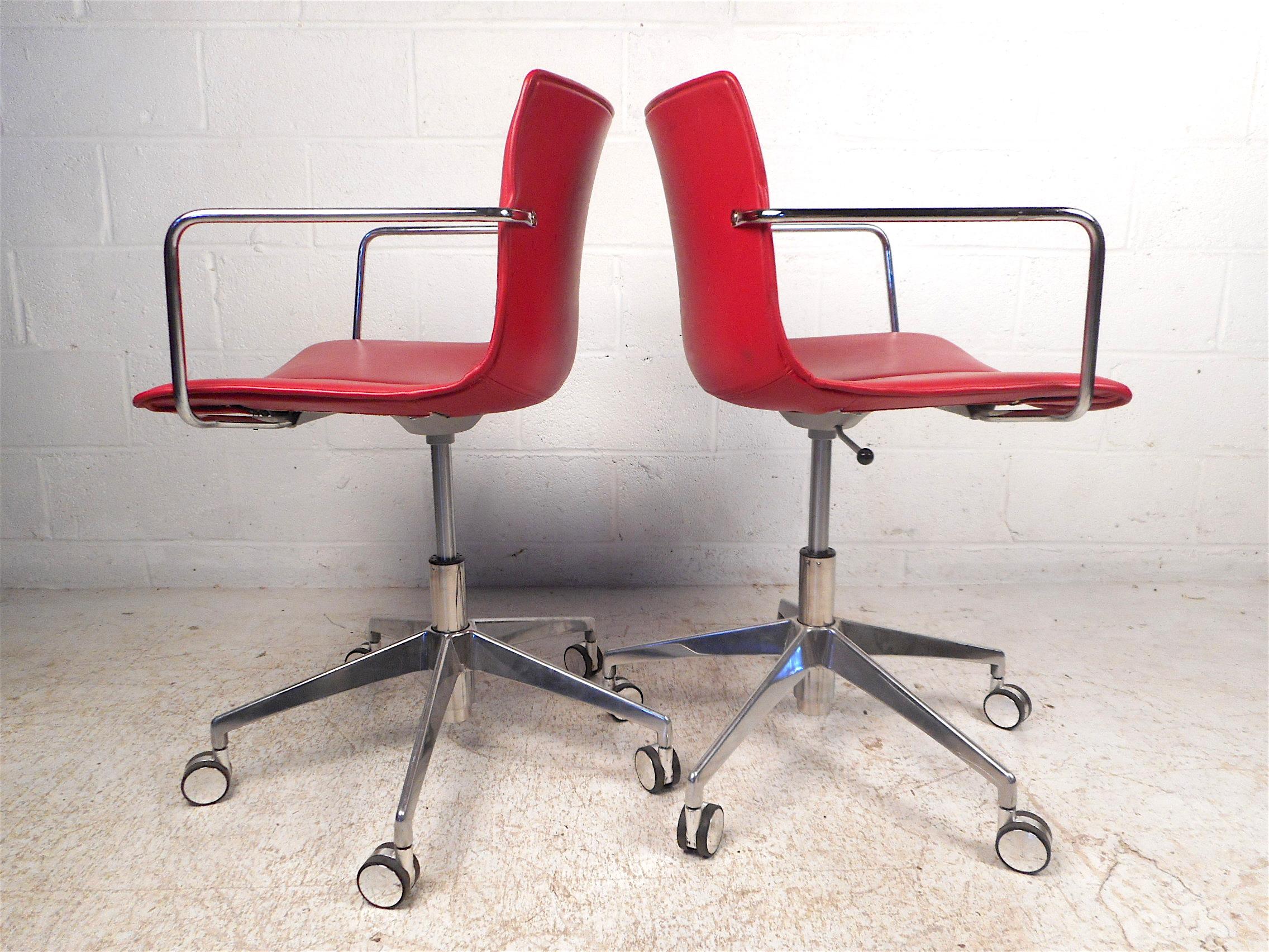 20th Century Contemporary Modern Adjustable Swivel Chairs, a Pair