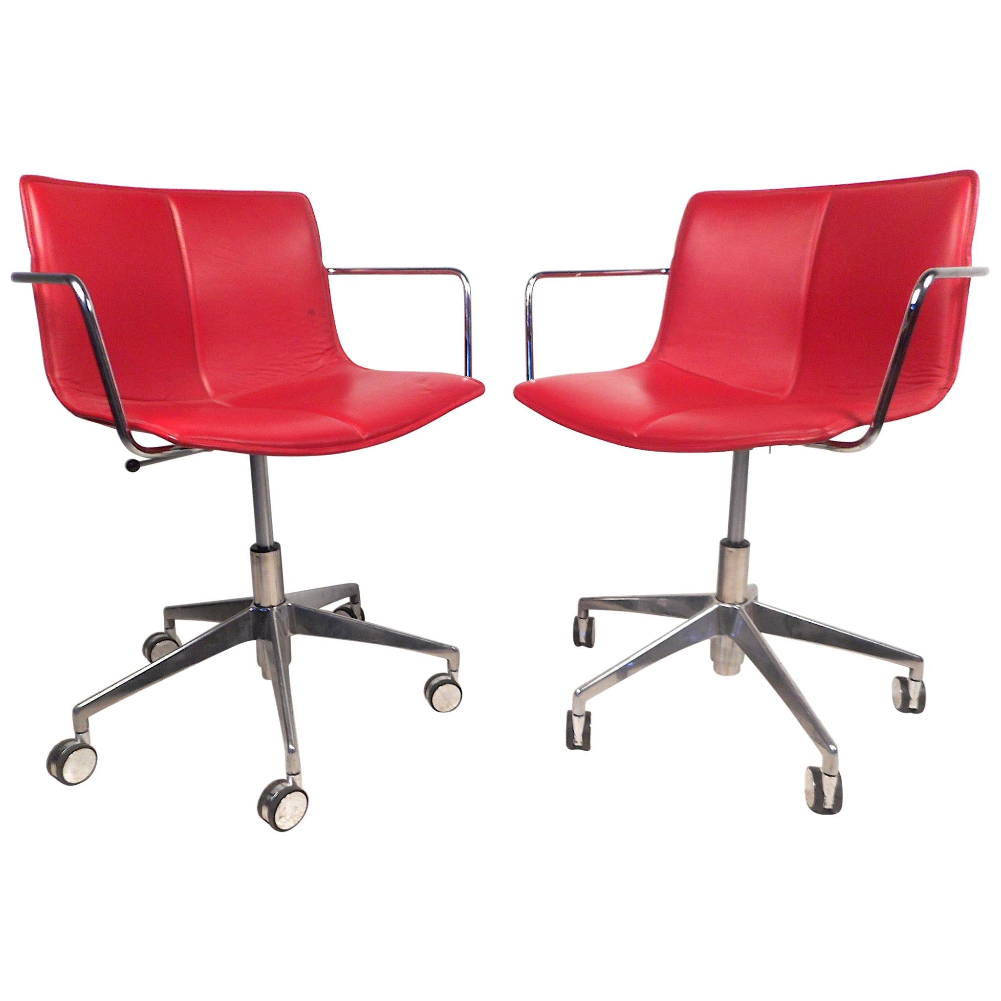 Contemporary Modern Adjustable Swivel Chairs, a Pair