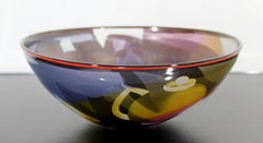 Contemporary Modern Ann Warff Wolff Signed Textured Art Glass Centerpiece Bowl