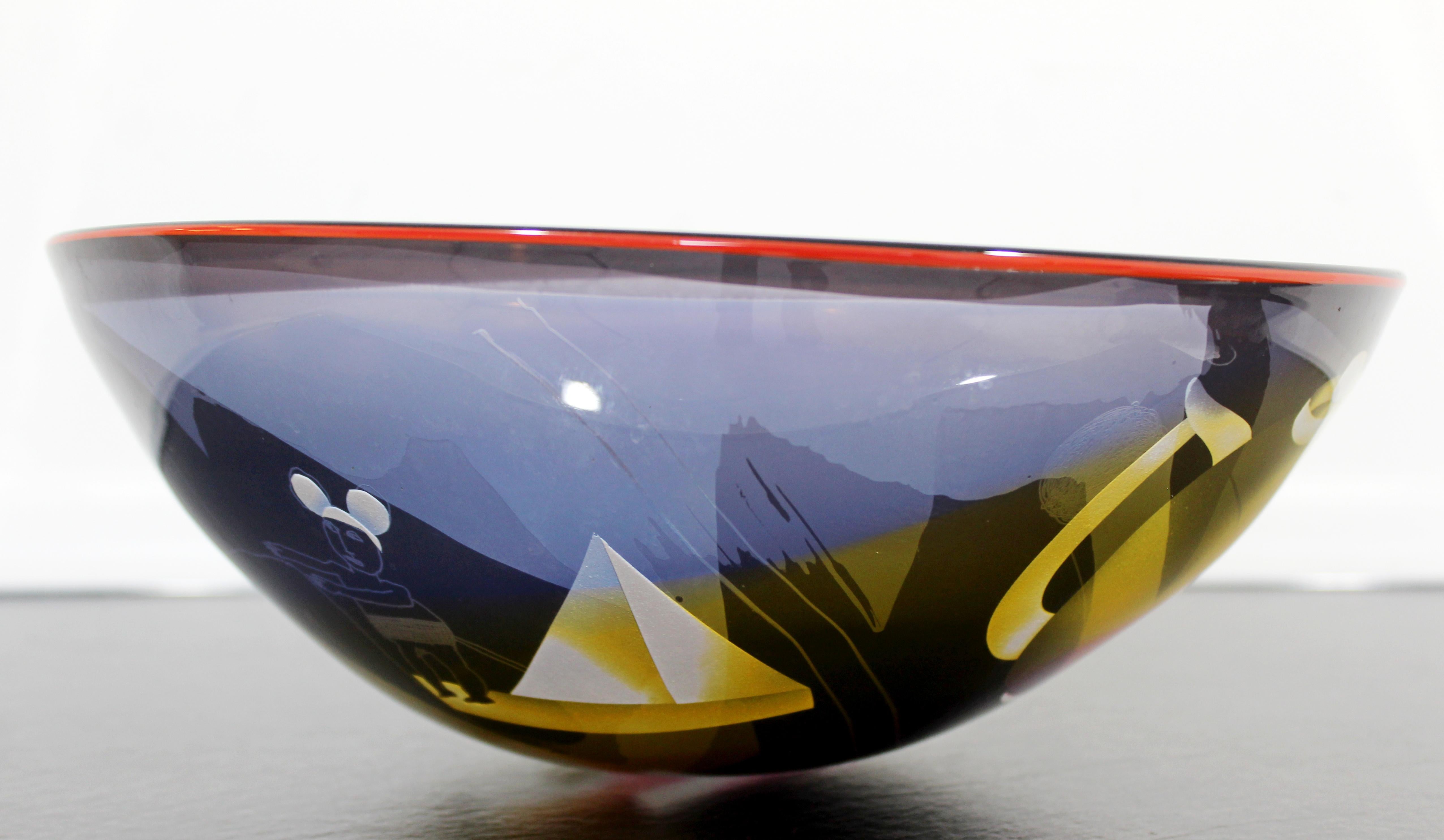 Contemporary Modern Ann Warff Wolff Signed Textured Art Glass Centerpiece Bowl 2