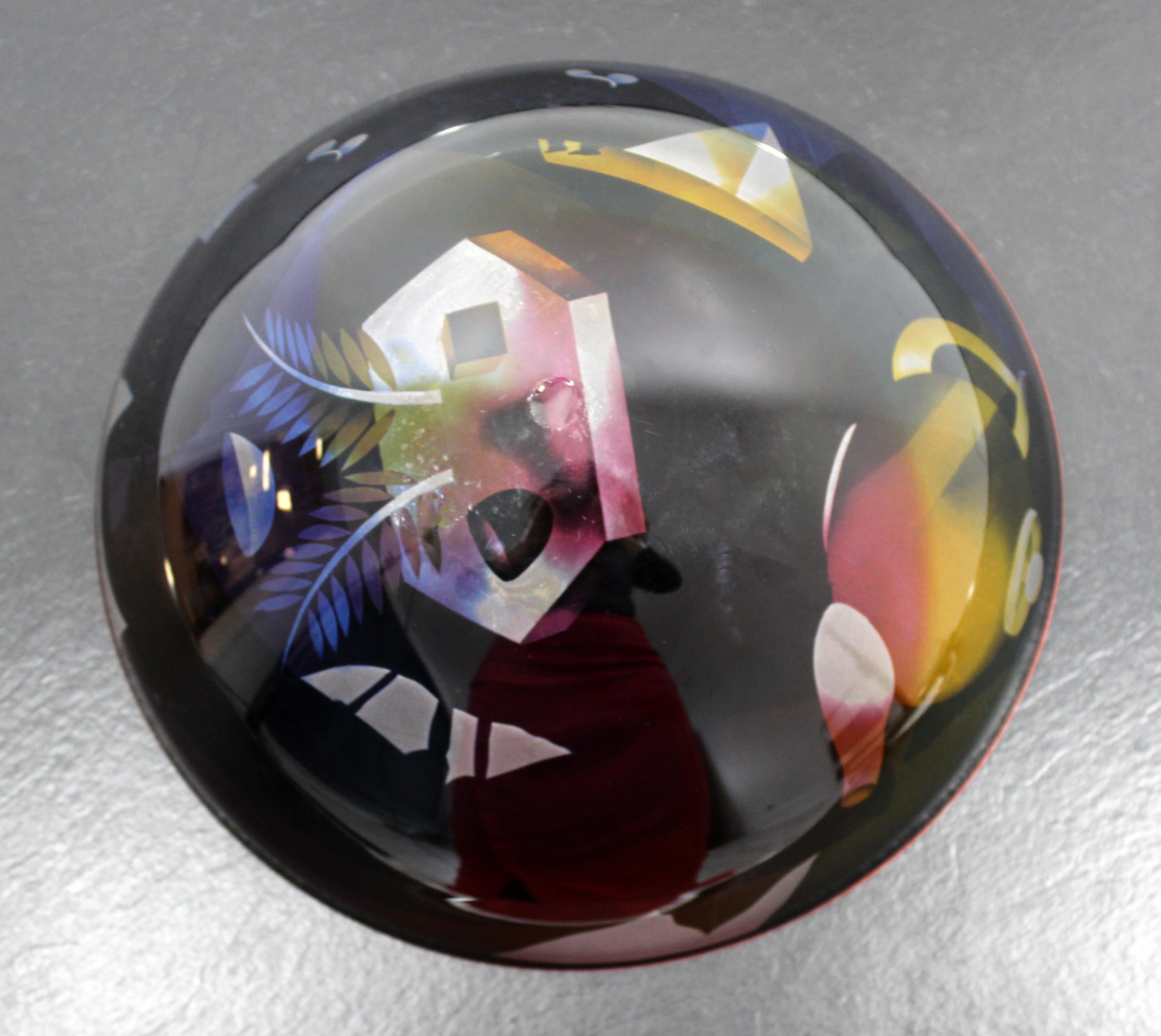 Contemporary Modern Ann Warff Wolff Signed Textured Art Glass Centerpiece Bowl 4