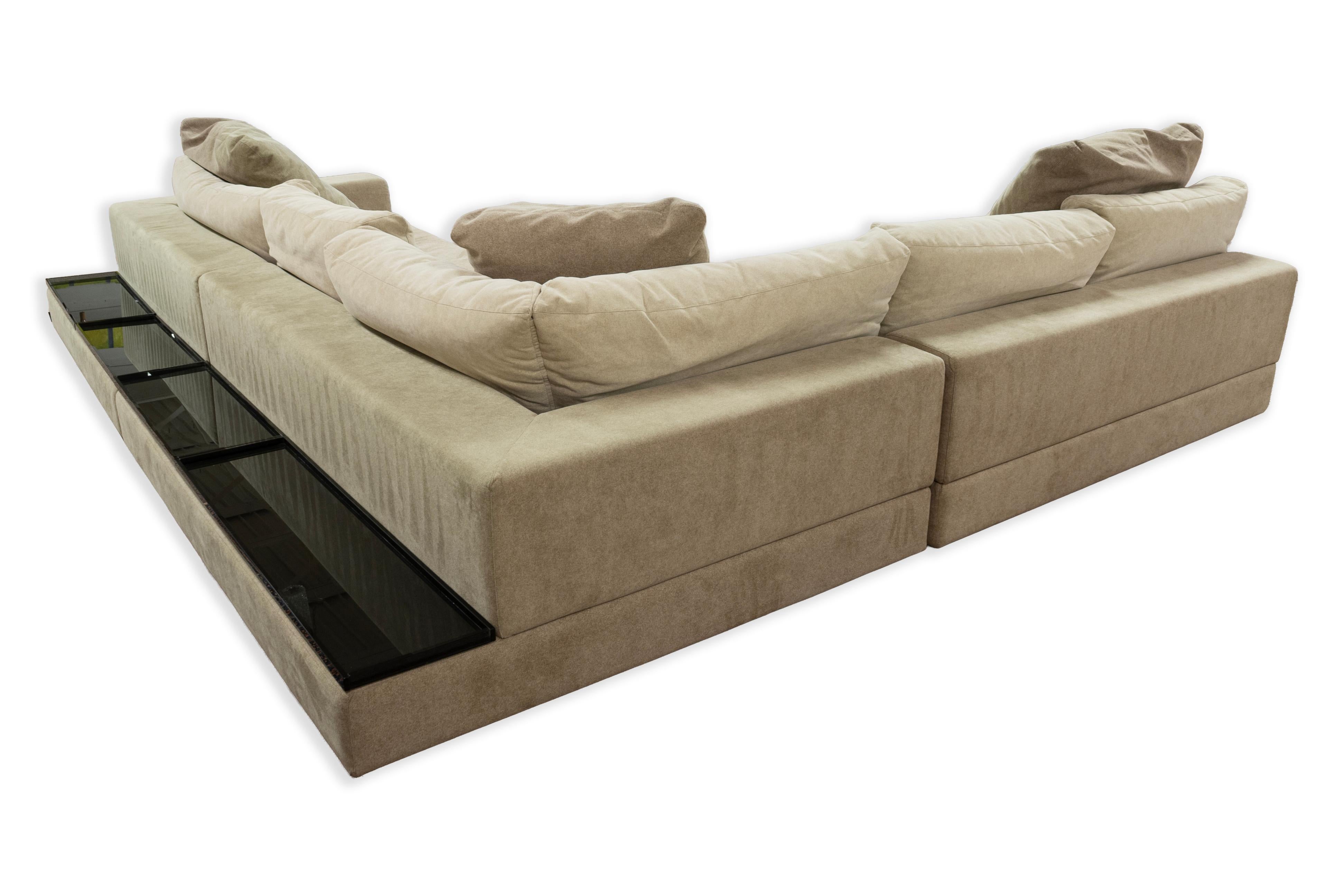 italien Contemporary Modern Arketipo Large L Shape 3 Piece Sectional Sofa Italy 1990s en vente