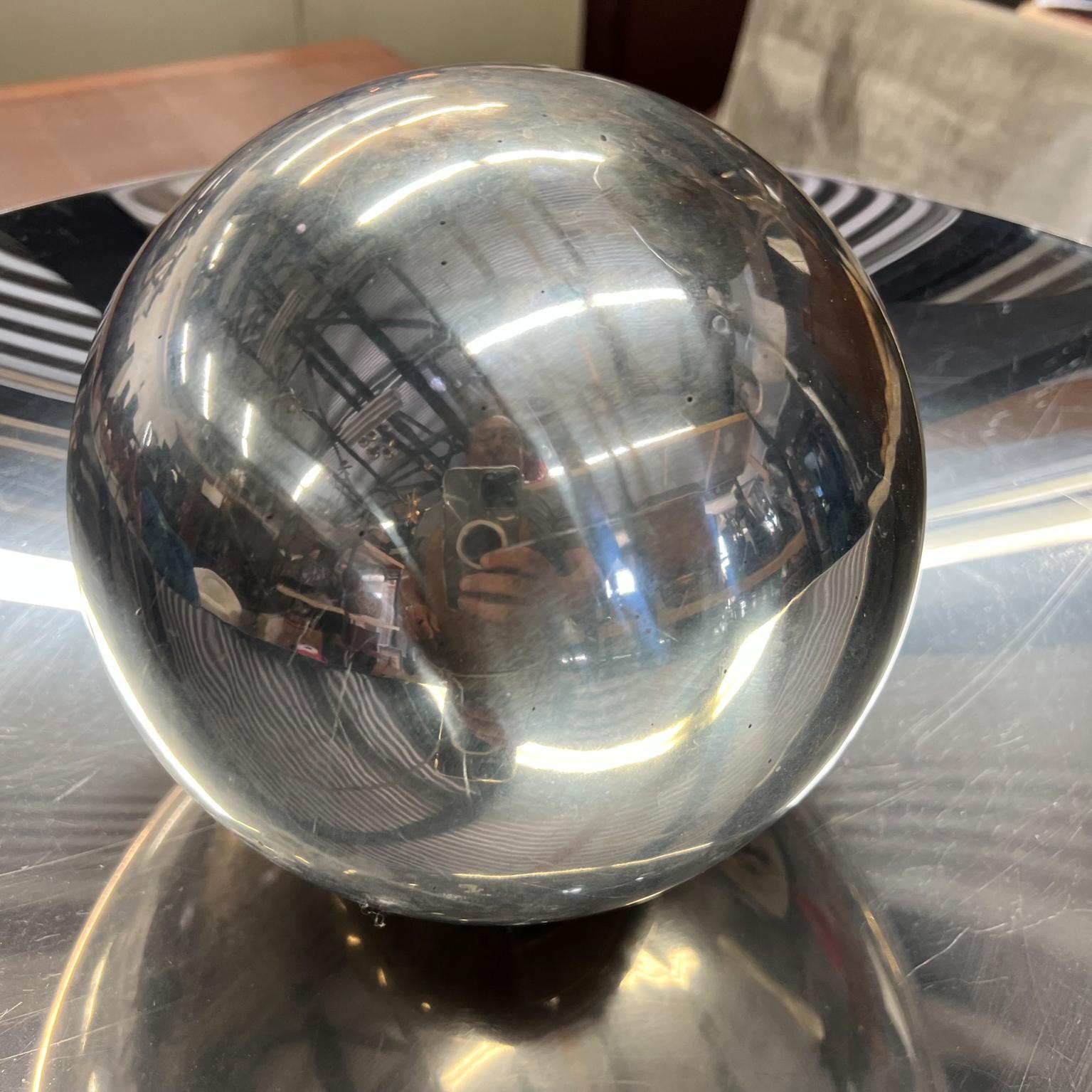 Contemporary Modern Art Chrome Plated Bronze Dish with Center Steel Sphere For Sale 12