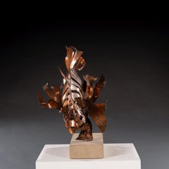 Art moderne contemporain Sculpture poisson-lion en cuivre par Tony Evans