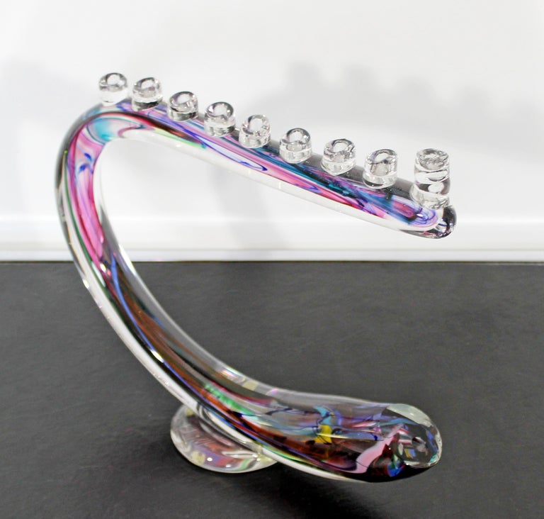 Contemporary Modern Art Glass Menorah Table Sculpture Shofar by David Goldhagen at 1stdibs