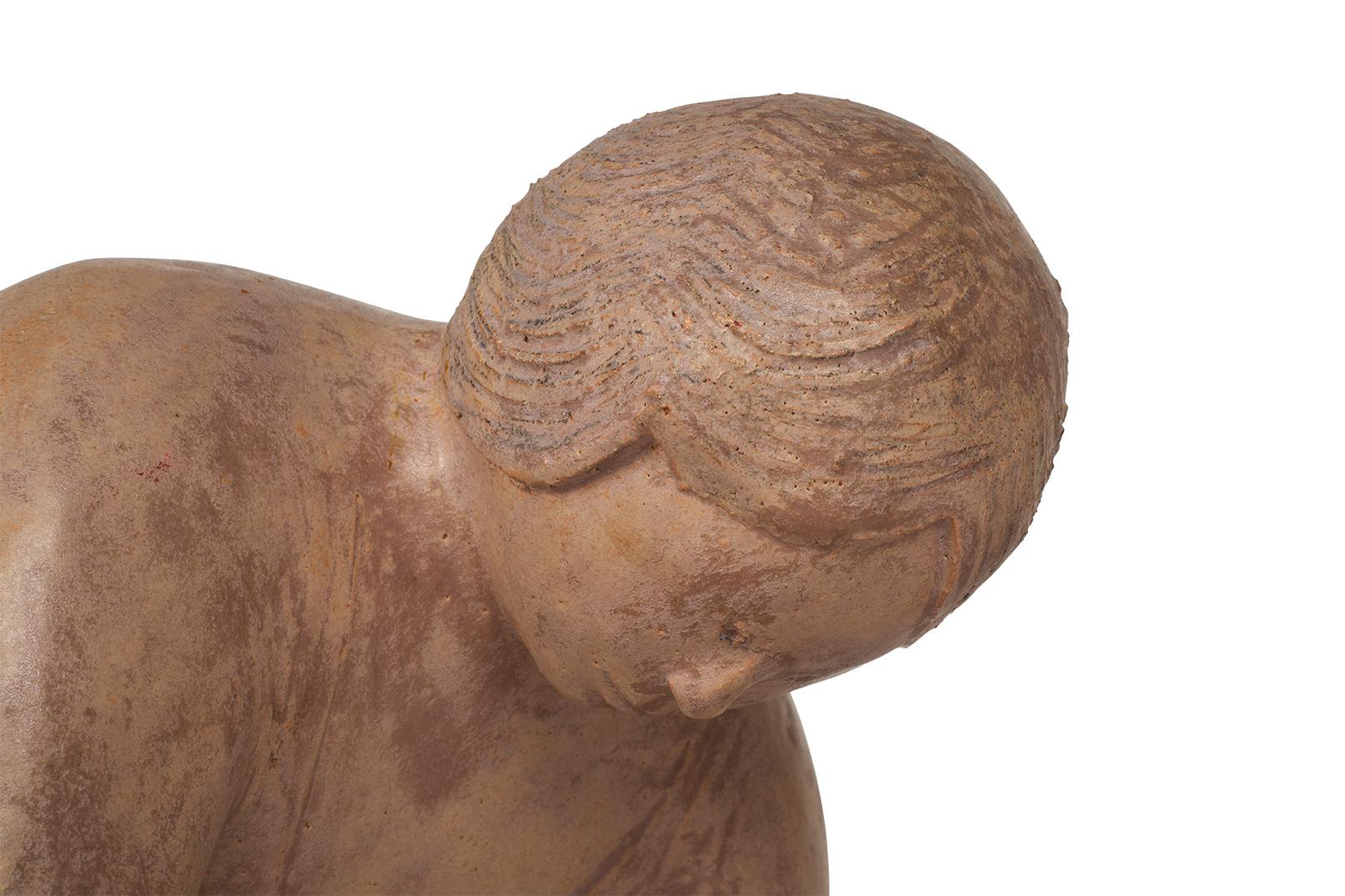 Clay Contemporary Modern Art Sculpture of Airplane Yoga Pose For Sale