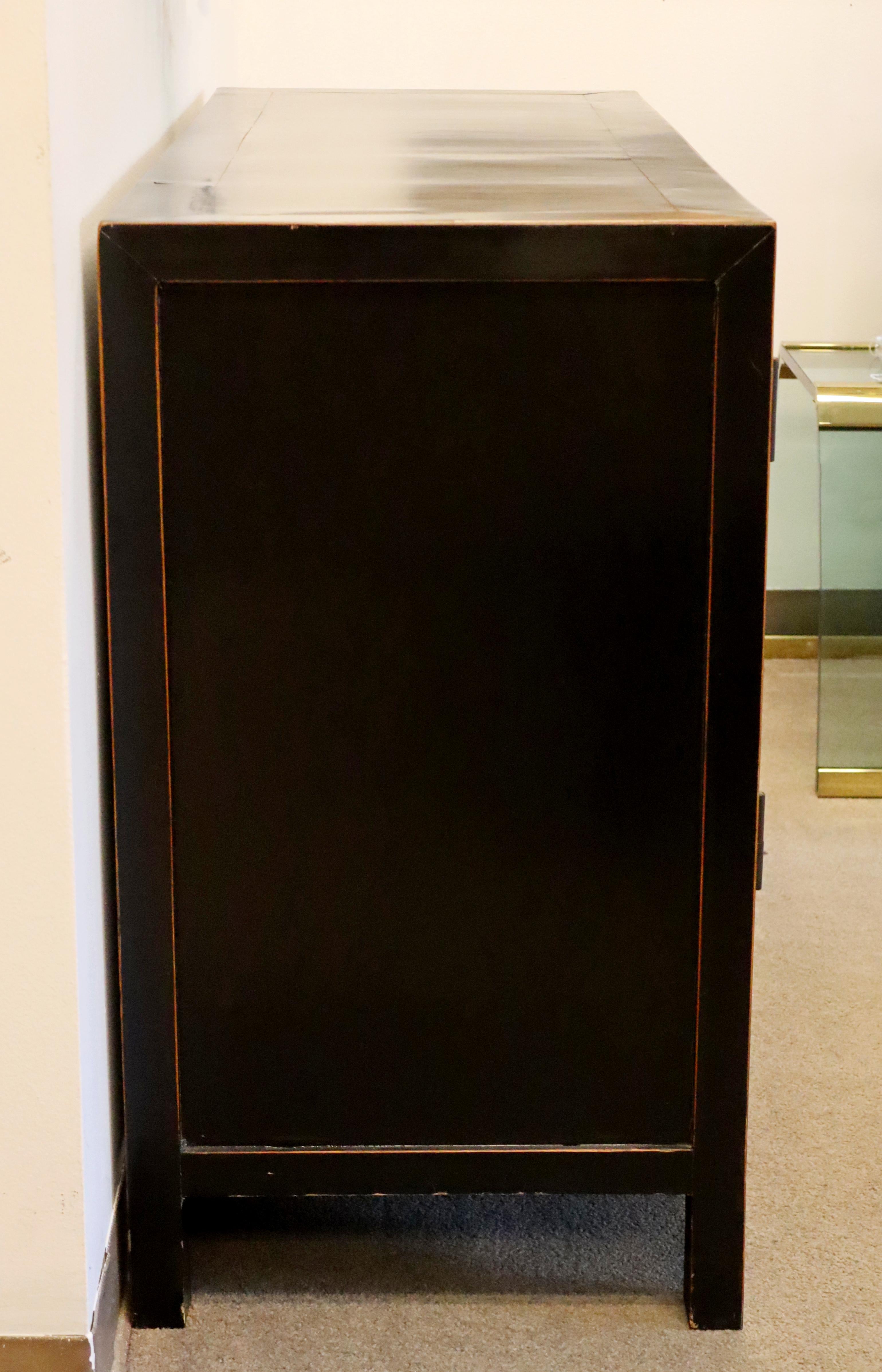 20th Century Contemporary Modern Asian Style Black Lacquer Sideboard Credenza Cabinet