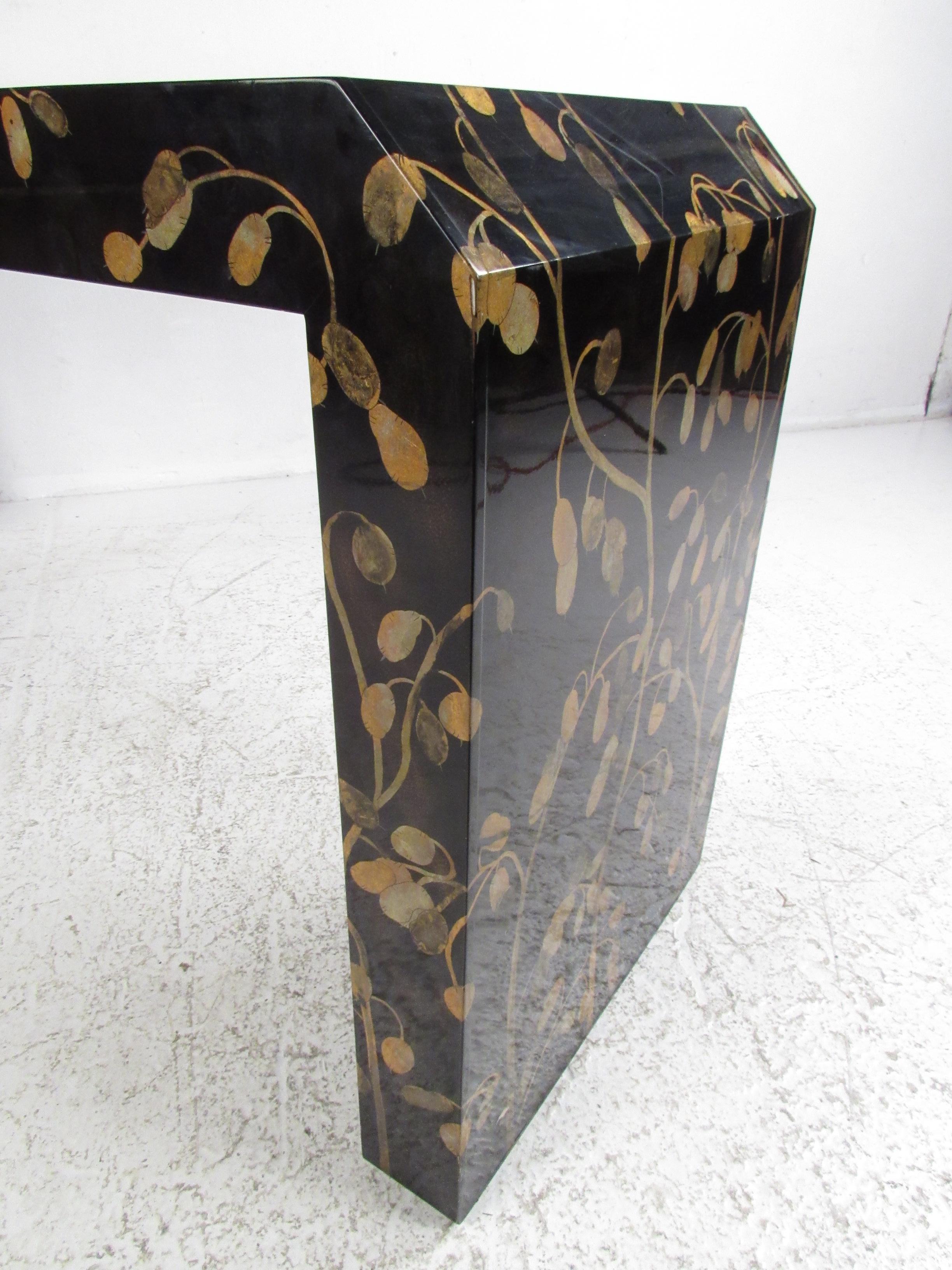 Contemporary Modern Asian Style Waterfall Console Table In Good Condition In Brooklyn, NY