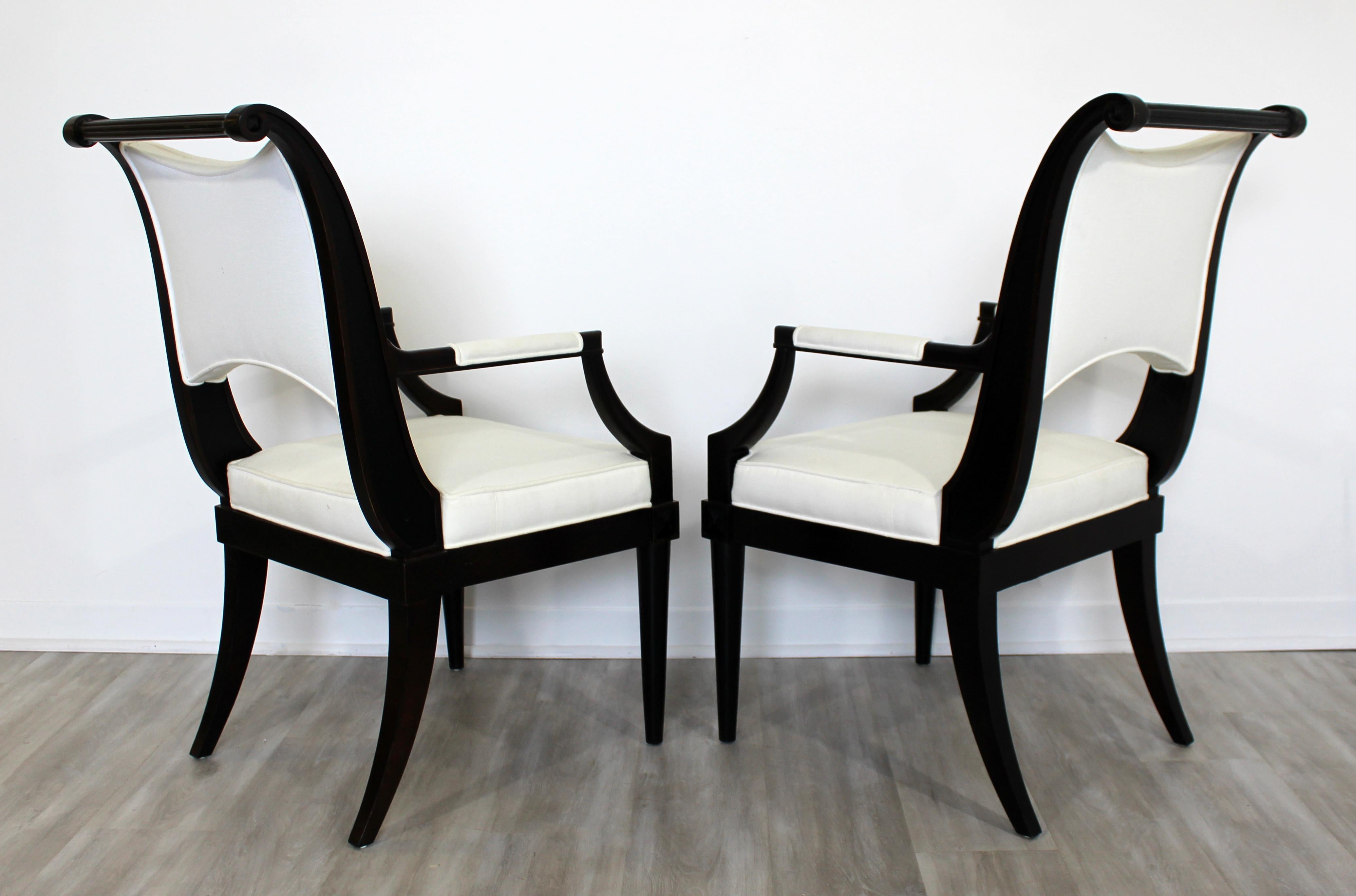 20th Century Contemporary Modern Baker Set of 5 Dining Armchairs Black Lacquer