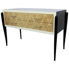 Contemporary Modern Baker Style Black Lacquer Small Credenza, 1980s