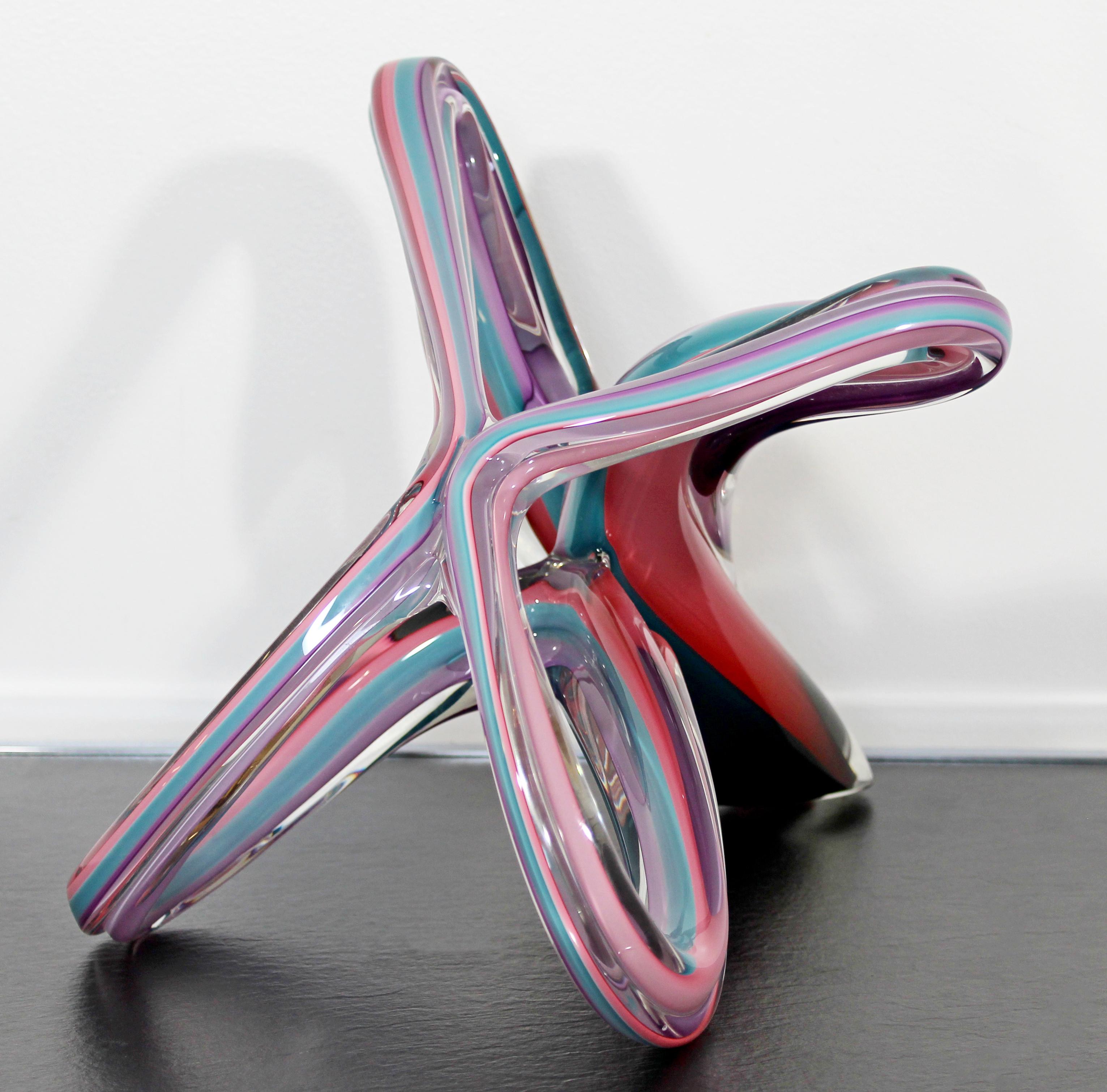 Contemporary Modern Barry Entner Signed Studio Glass Abstract Sculpture, 1990s In Good Condition In Keego Harbor, MI