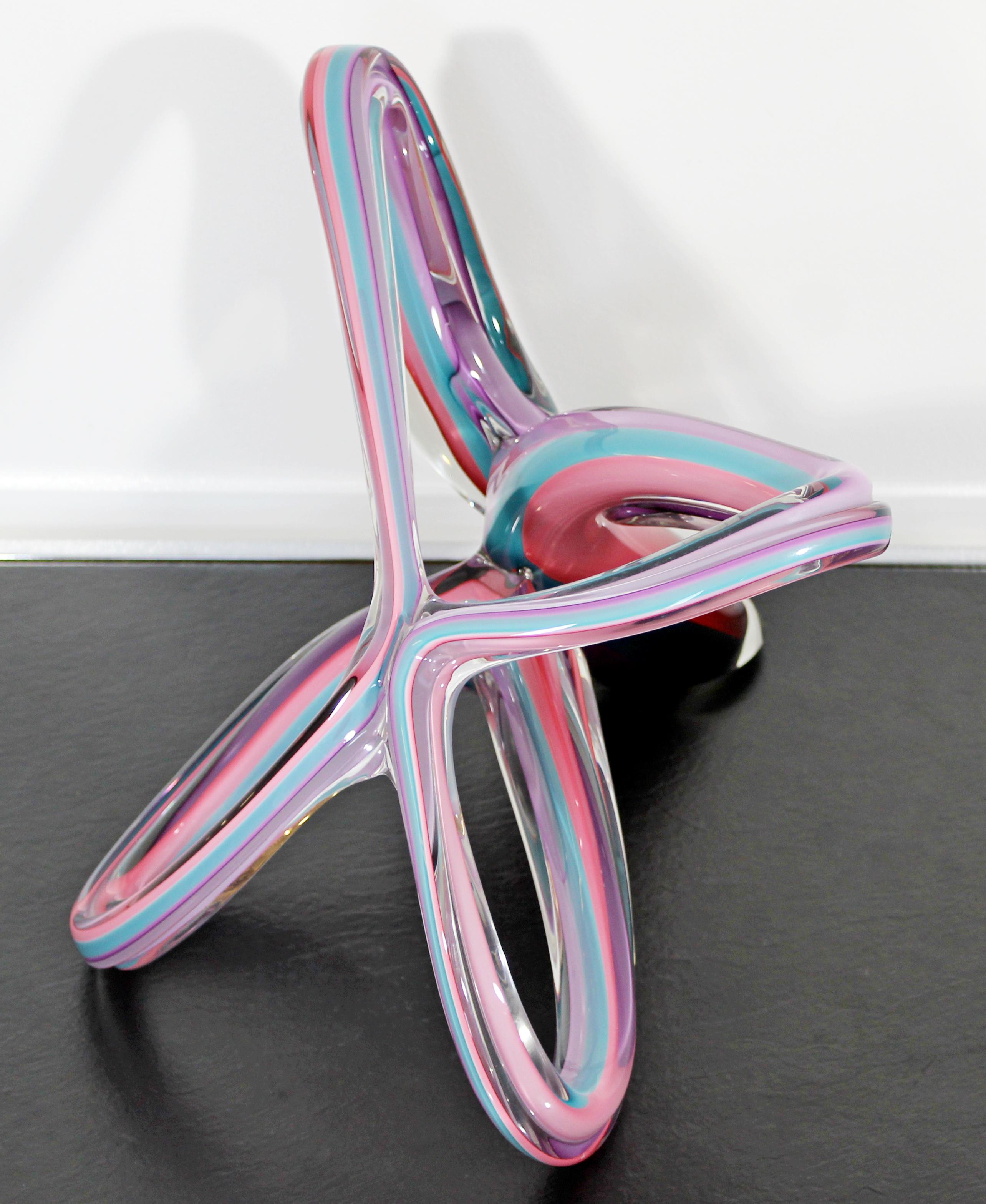Late 20th Century Contemporary Modern Barry Entner Signed Studio Glass Abstract Sculpture, 1990s