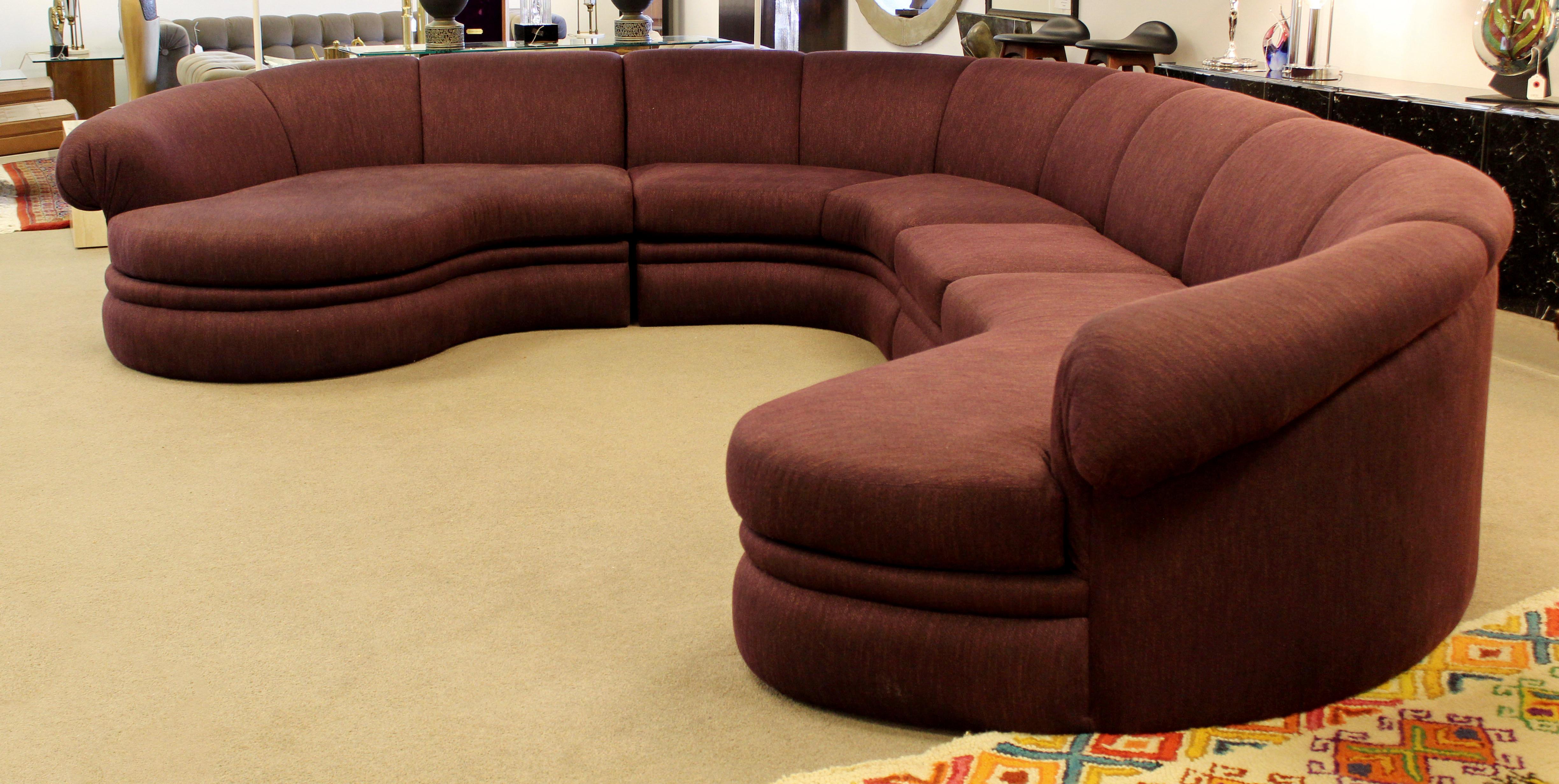 American Contemporary Modern Baughman Thayer Coggin Curved 4-Piece Sectional Sofa, 1980s