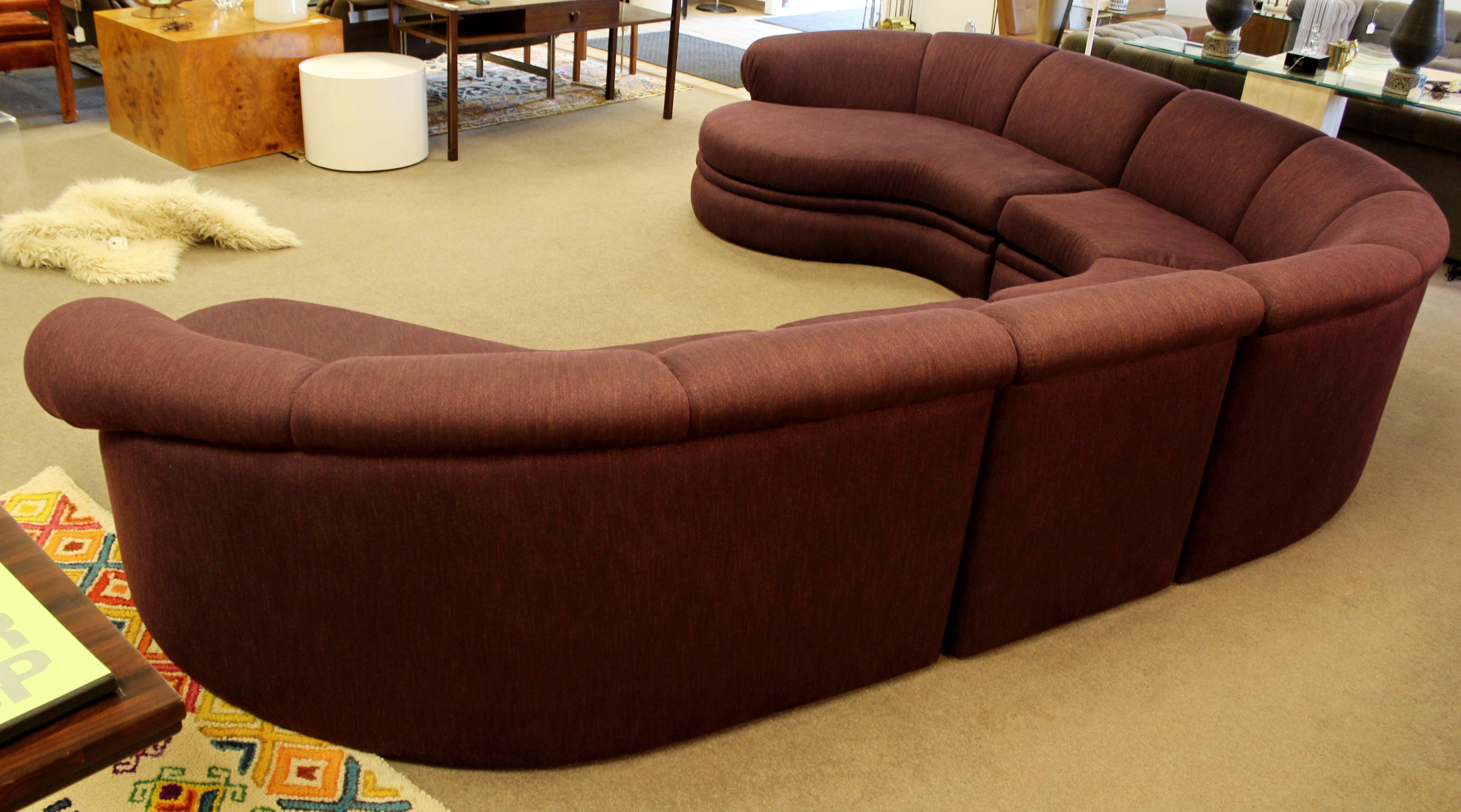 Contemporary Modern Baughman Thayer Coggin Curved 4-Piece Sectional Sofa, 1980s In Good Condition In Keego Harbor, MI