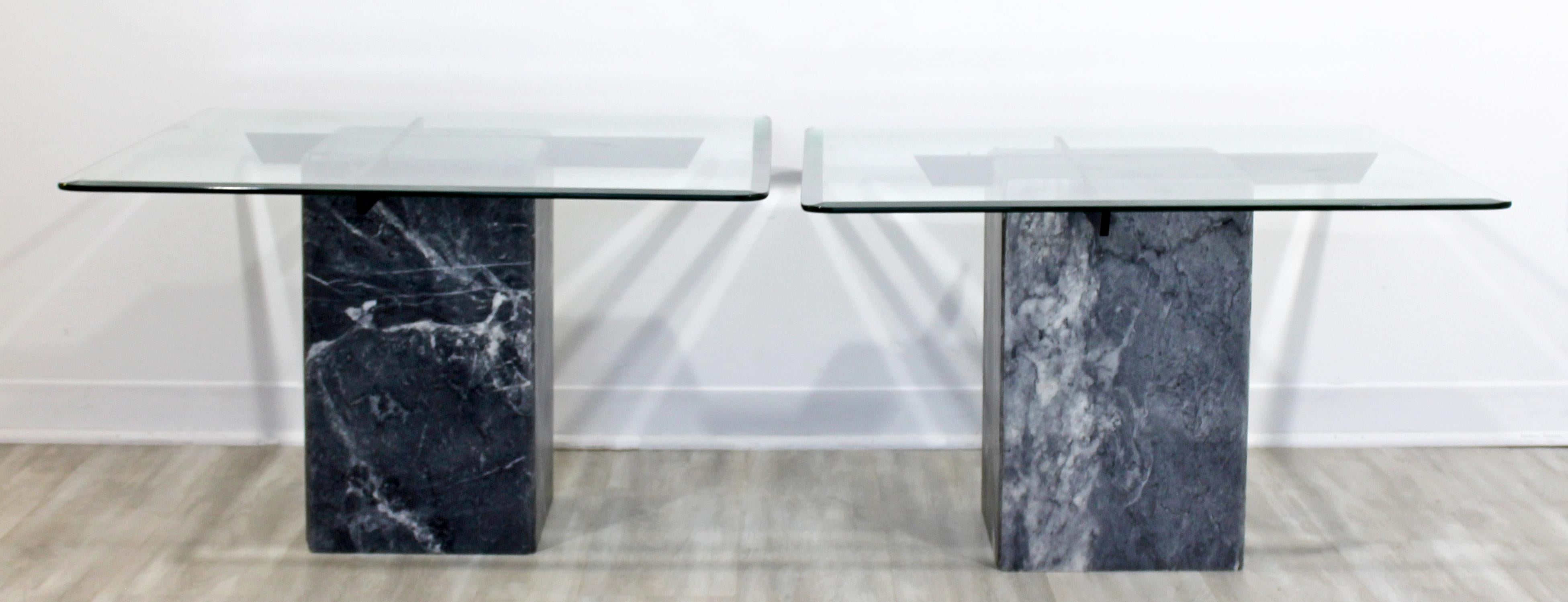 Danish Contemporary Modern Bendixen Pair of Glass Marble Side End Tables 1980s Denmark