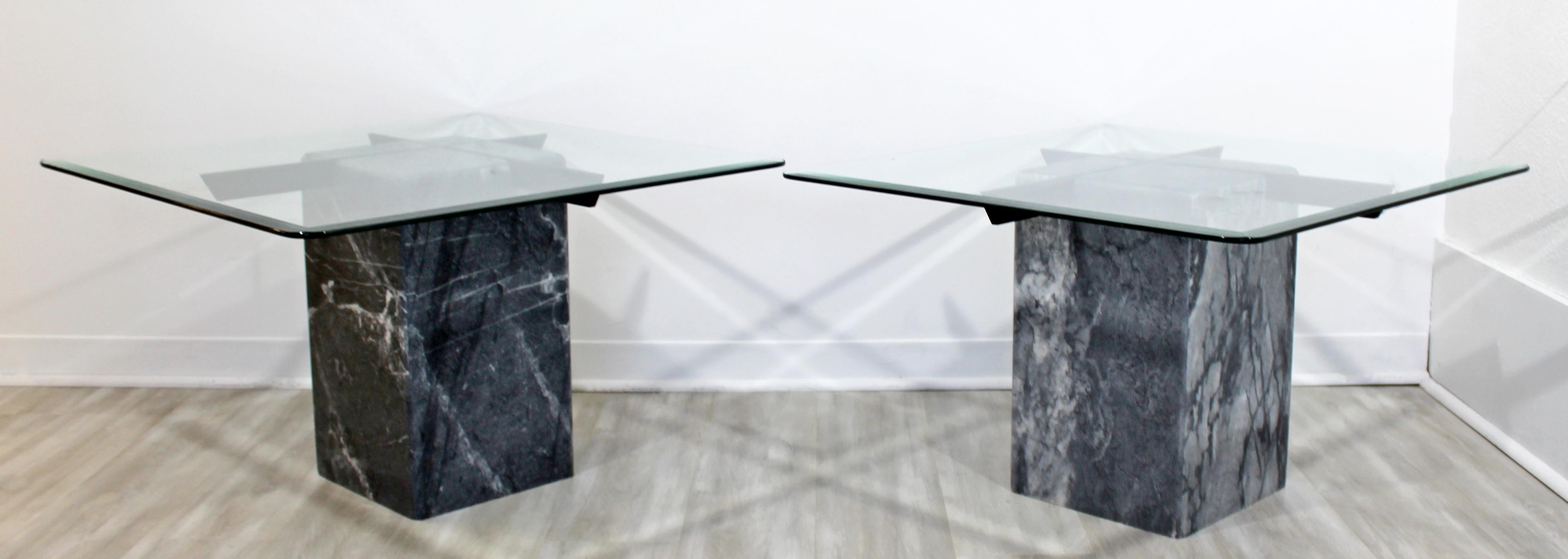 Contemporary Modern Bendixen Pair of Glass Marble Side End Tables 1980s Denmark In Good Condition In Keego Harbor, MI