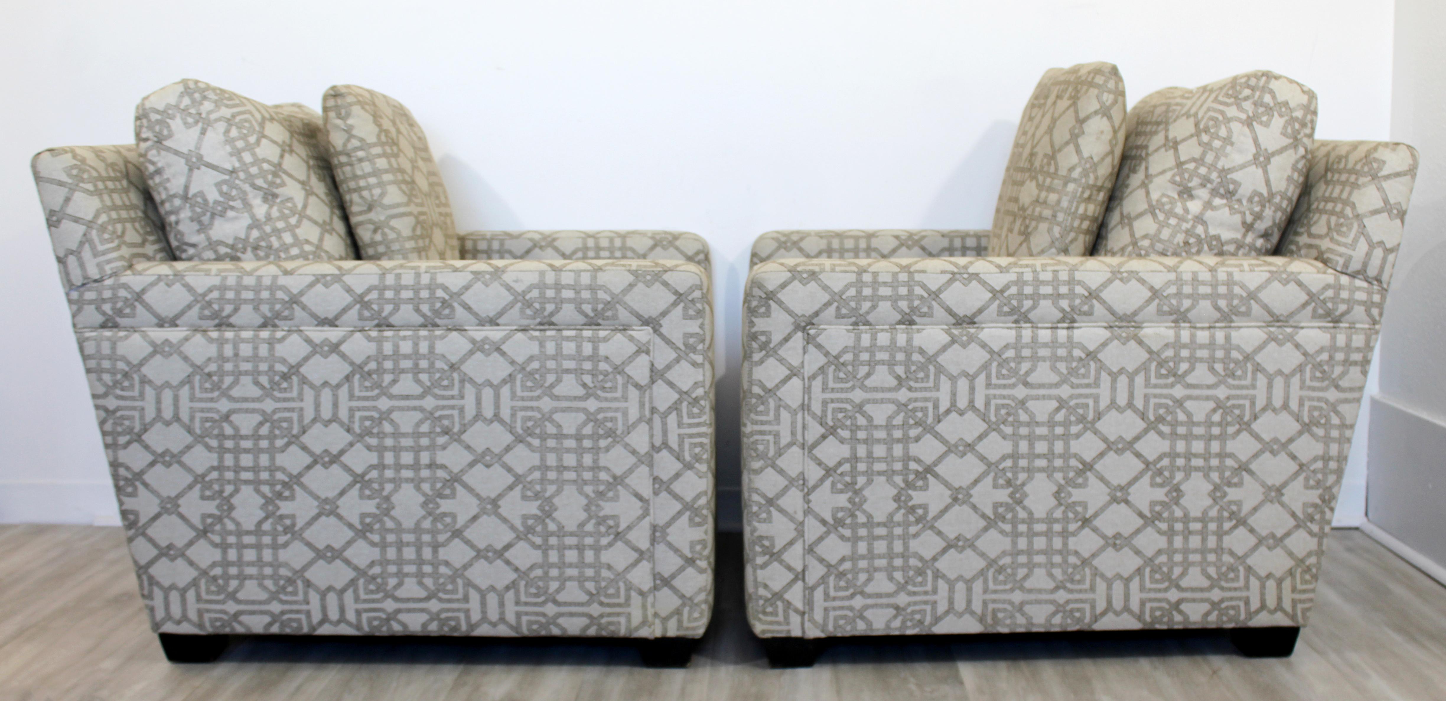 Fabric Contemporary Modern Bernhardt Pair of Lounge Club Armchairs 1990s Baughman Style