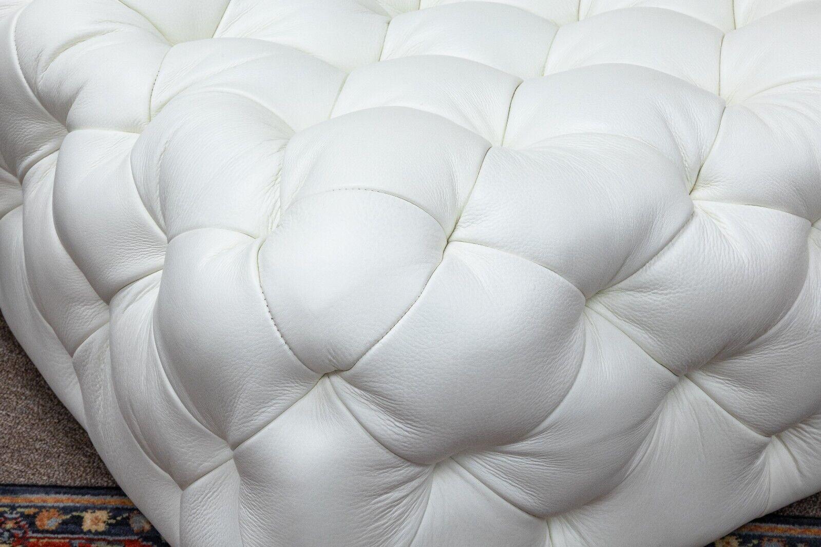 Contemporary Modern Bernhardt Rigby White Tufted Leather Swivel Lounge Chair 2