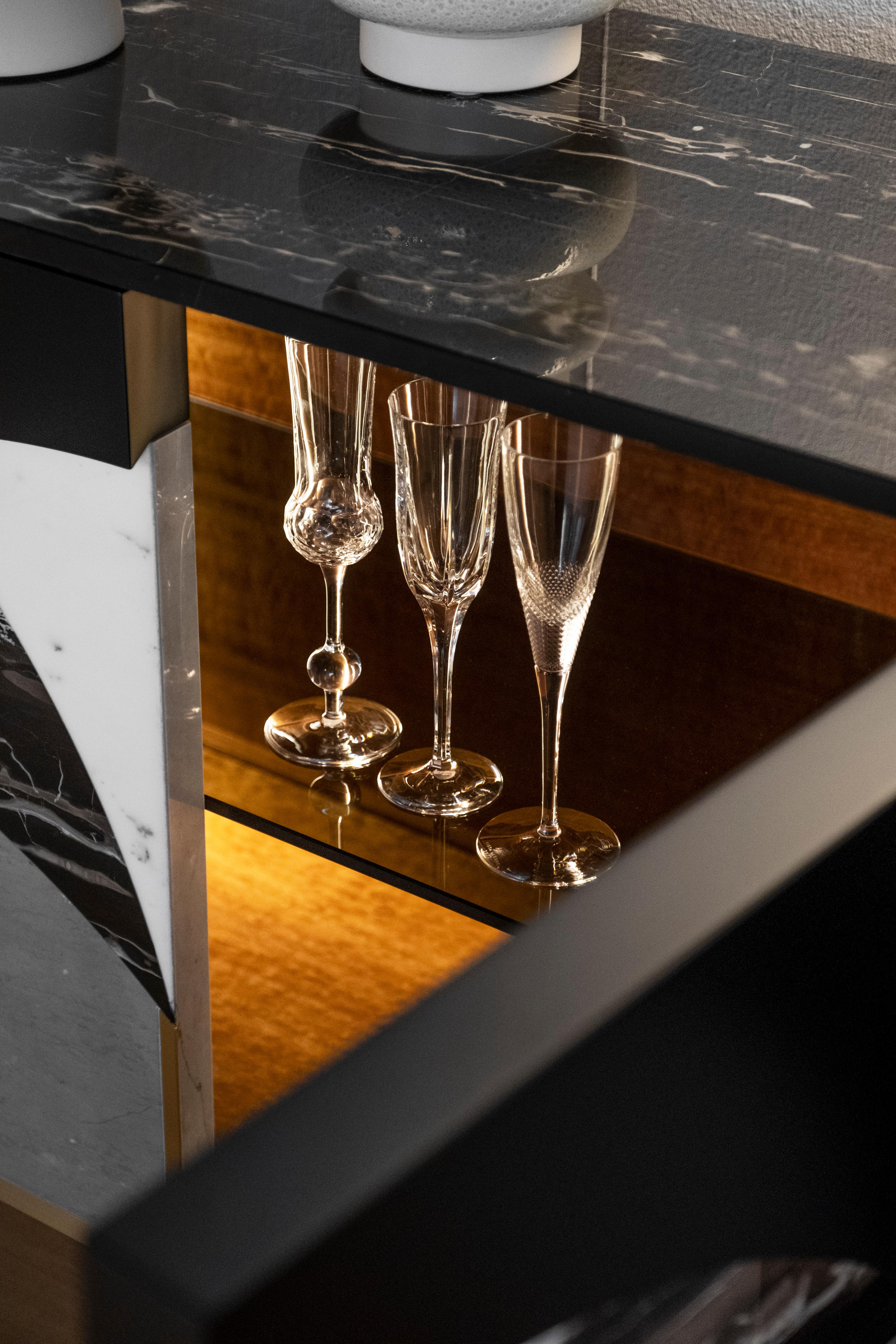 Contemporary Modern Biloba Sideboard, Calacatta Marble, Handmade in Portugal by Greenapple