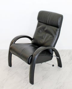 Contemporary Modern Bjork Lafer Black Leather Recliner Reclining Armchair