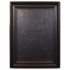 Contemporary Modern Black Abstract Painting on Canvas in a Old Frame