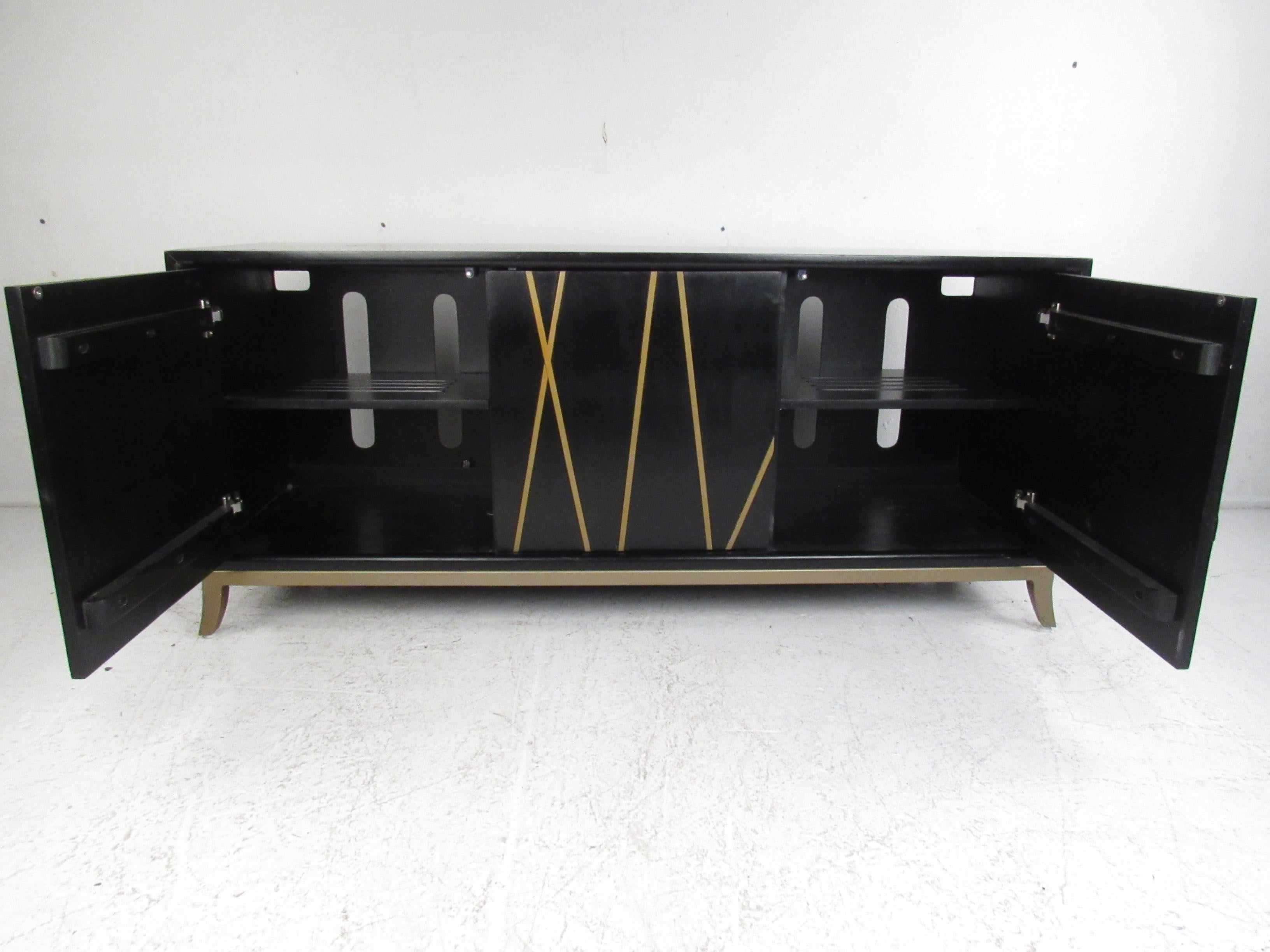 Mid-Century Modern Contemporary Modern Black and Gold Credenza