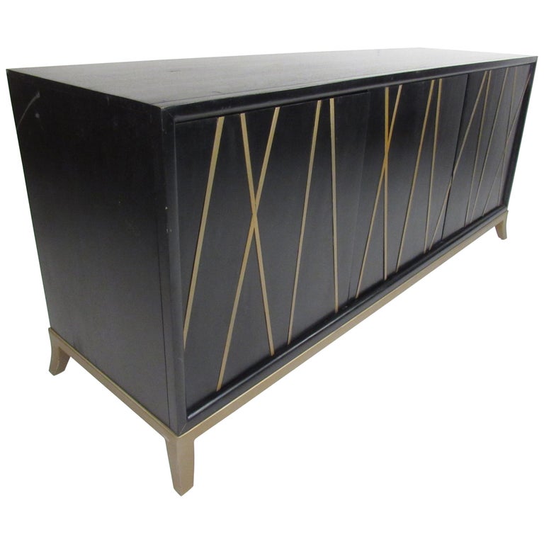 Contemporary Modern Black And Gold Credenza For Sale At 1stdibs