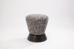 Contemporary Modern Black and Gray Fabric Upholstered Swivel Vanity Stool