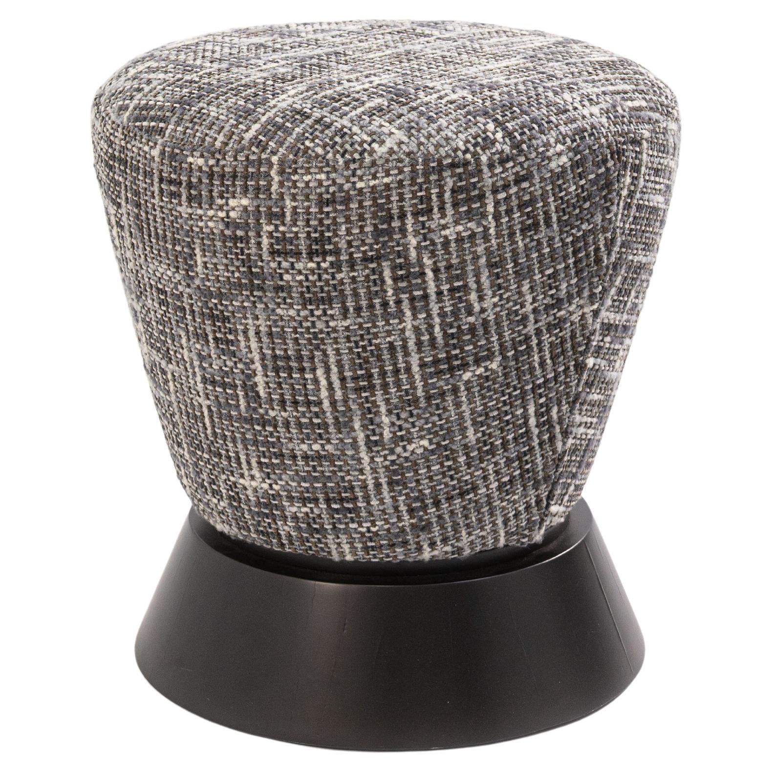 Contemporary Modern Black and Gray Fabric Upholstered Swivel Vanity Stool For Sale