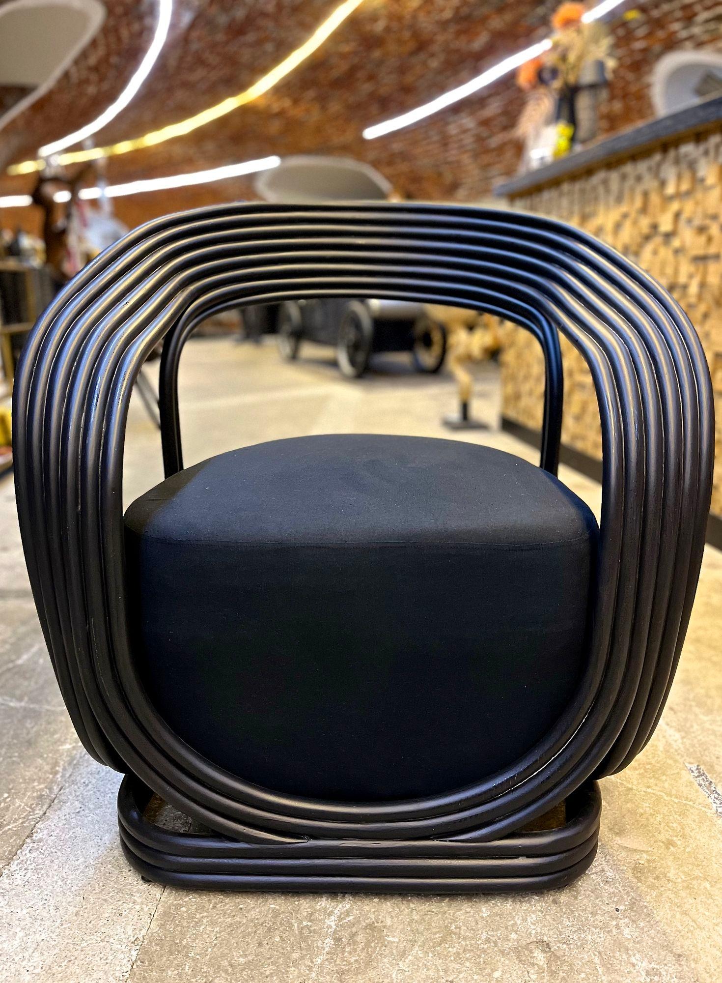 Moderne Fauteuil ou chaise longue contemporaine moderne en bambou noir, IDN 2023 en vente