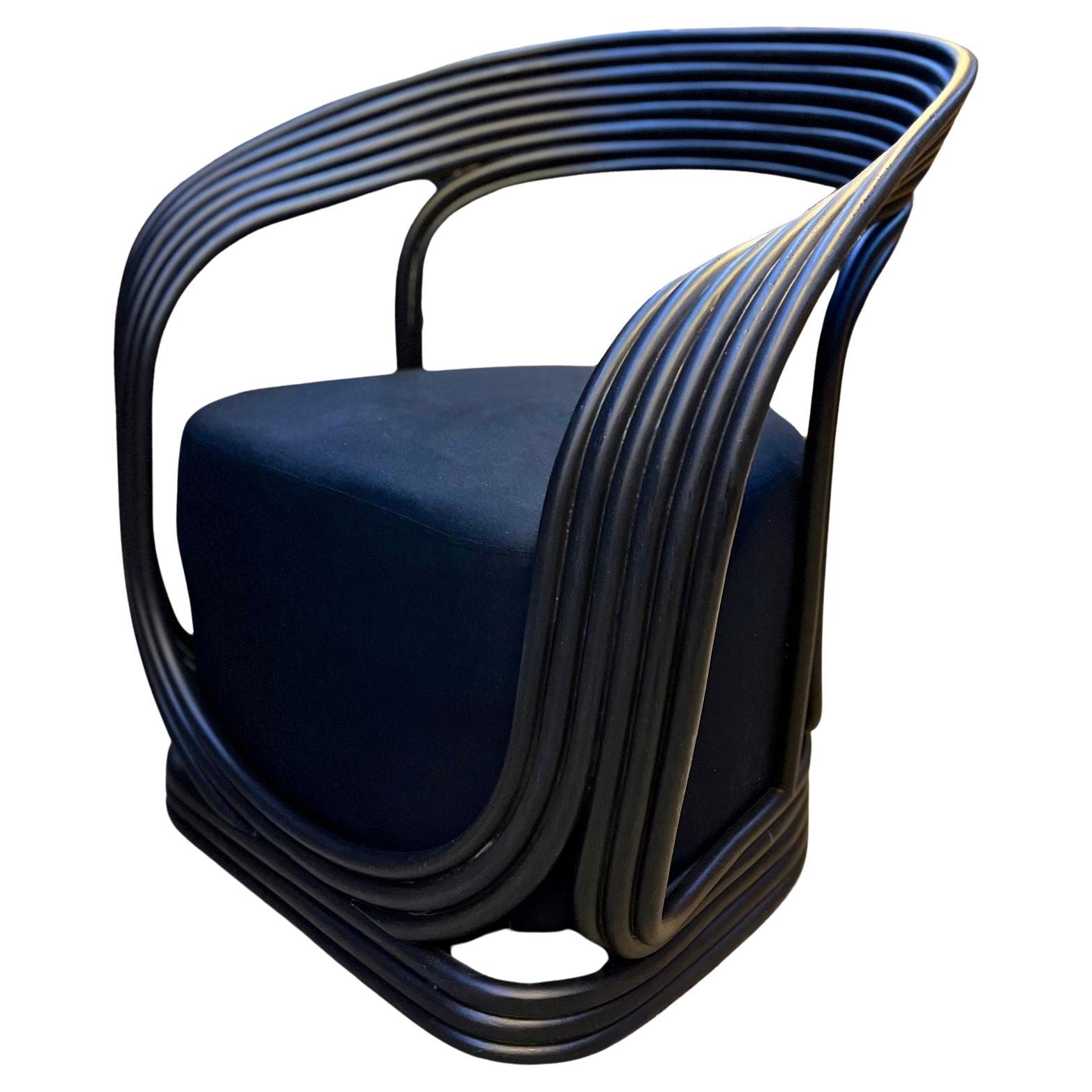 Fauteuil ou chaise longue contemporaine moderne en bambou noir, IDN 2023
