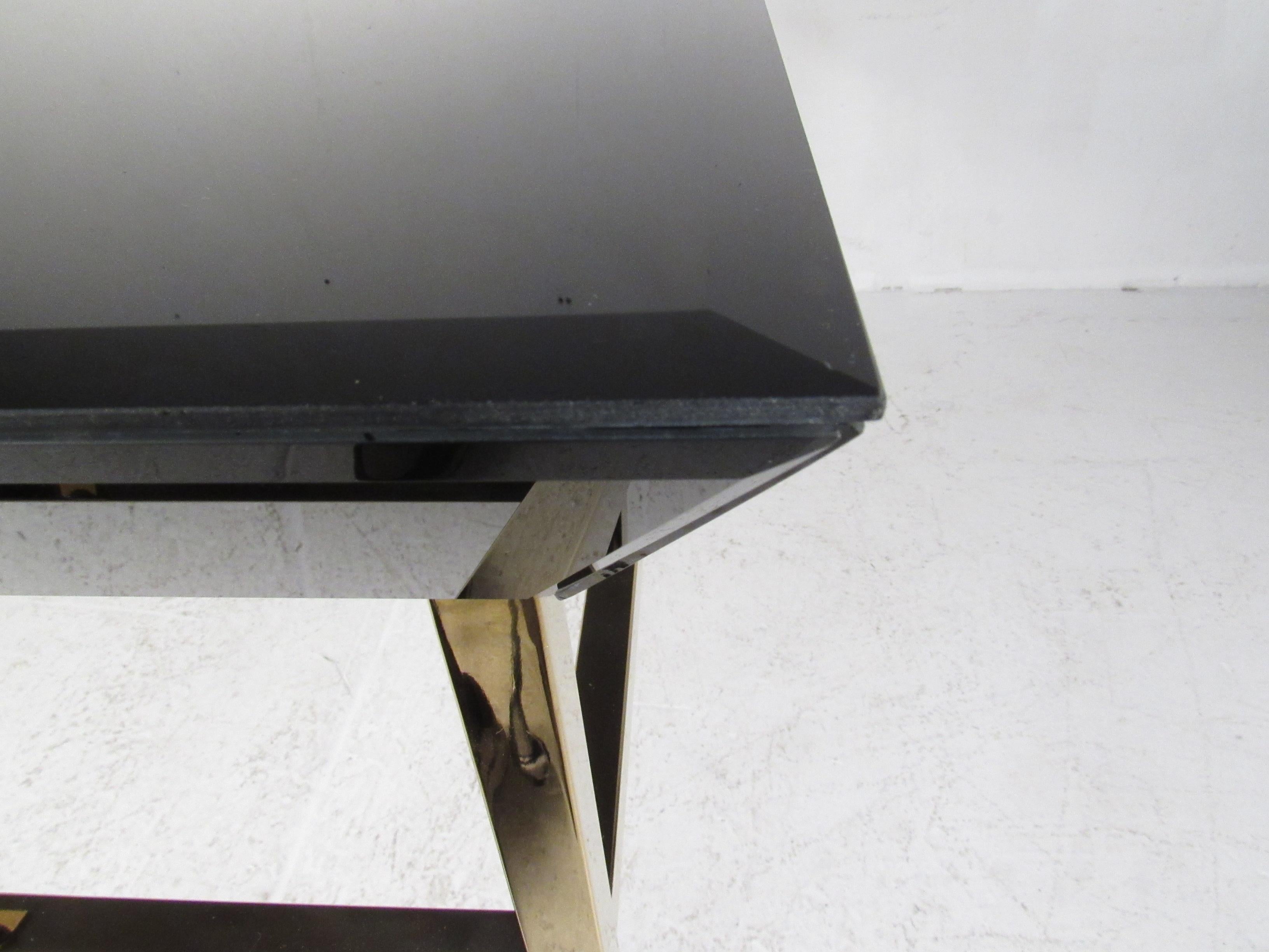 Contemporary Modern Black Glass Console Table 1