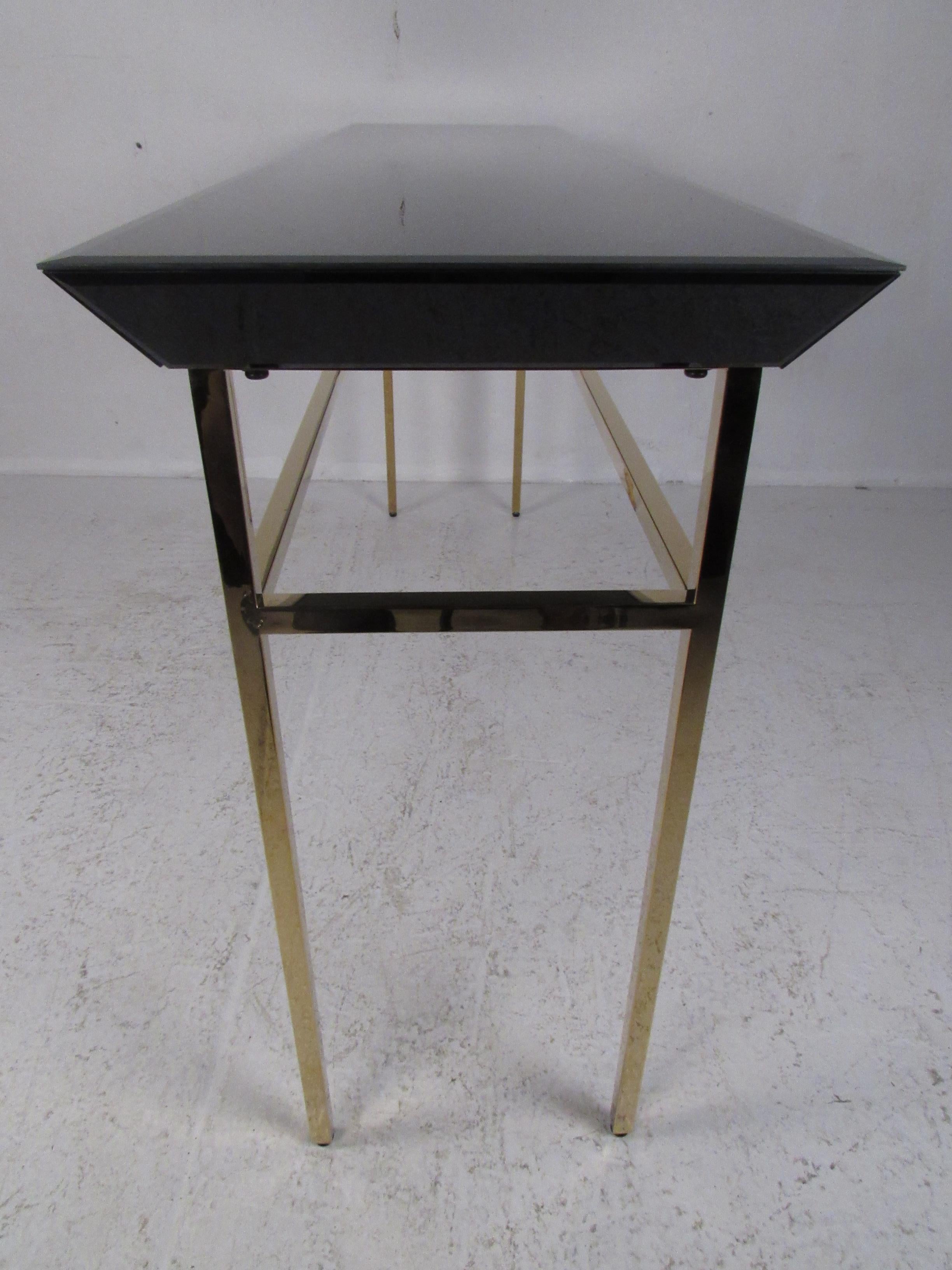 Metal Contemporary Modern Black Glass Console Table