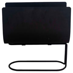 Contemporary Modern Black Matte Metal Magazine Rack