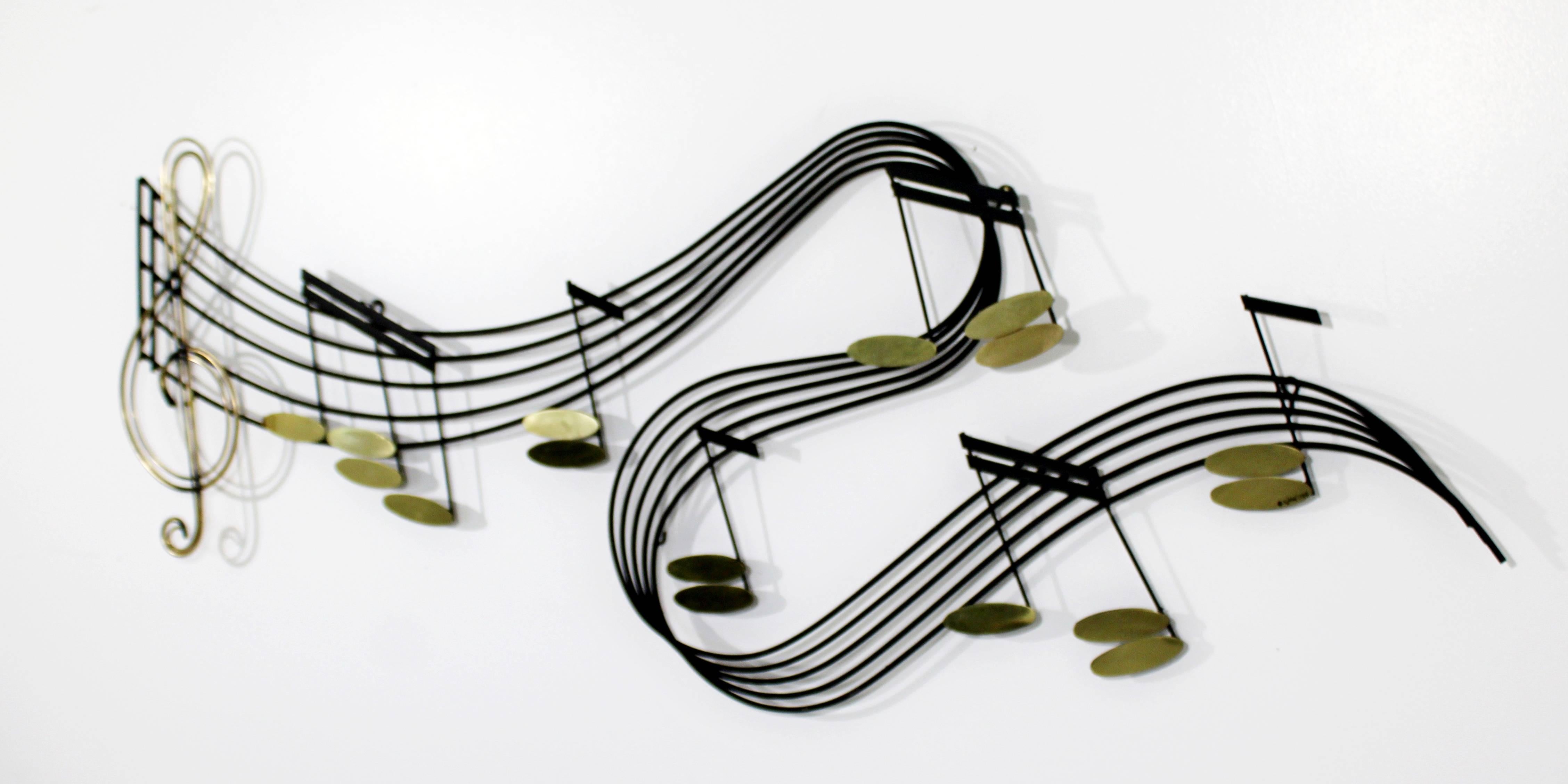 American Contemporary Modern Brass Musical Notes Wall Sculpture Signed C Jere Dated 1980s
