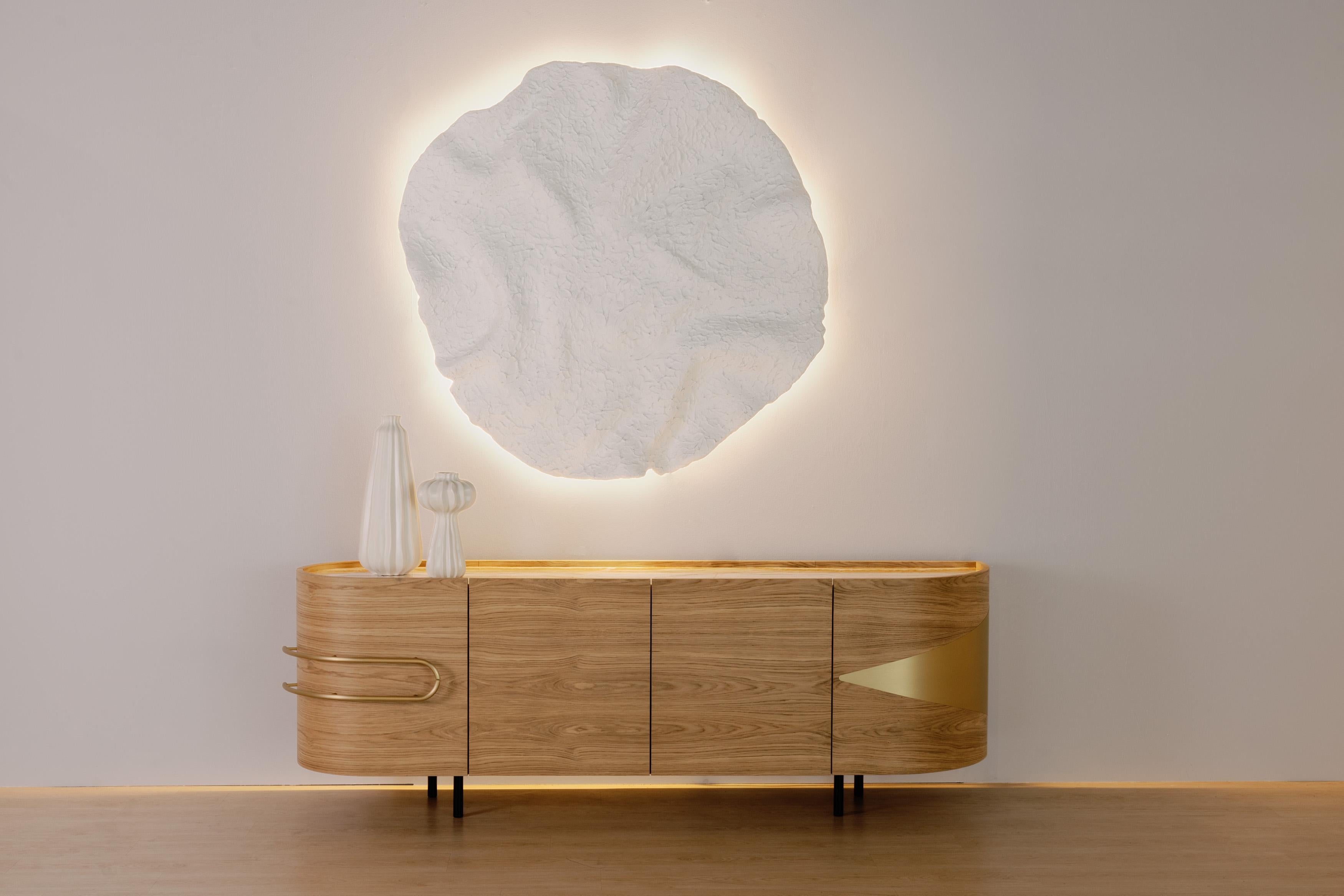 Moderne Sculpture d'art mural contemporaine moderne Breeze, Light, Handmade Greenapple en vente