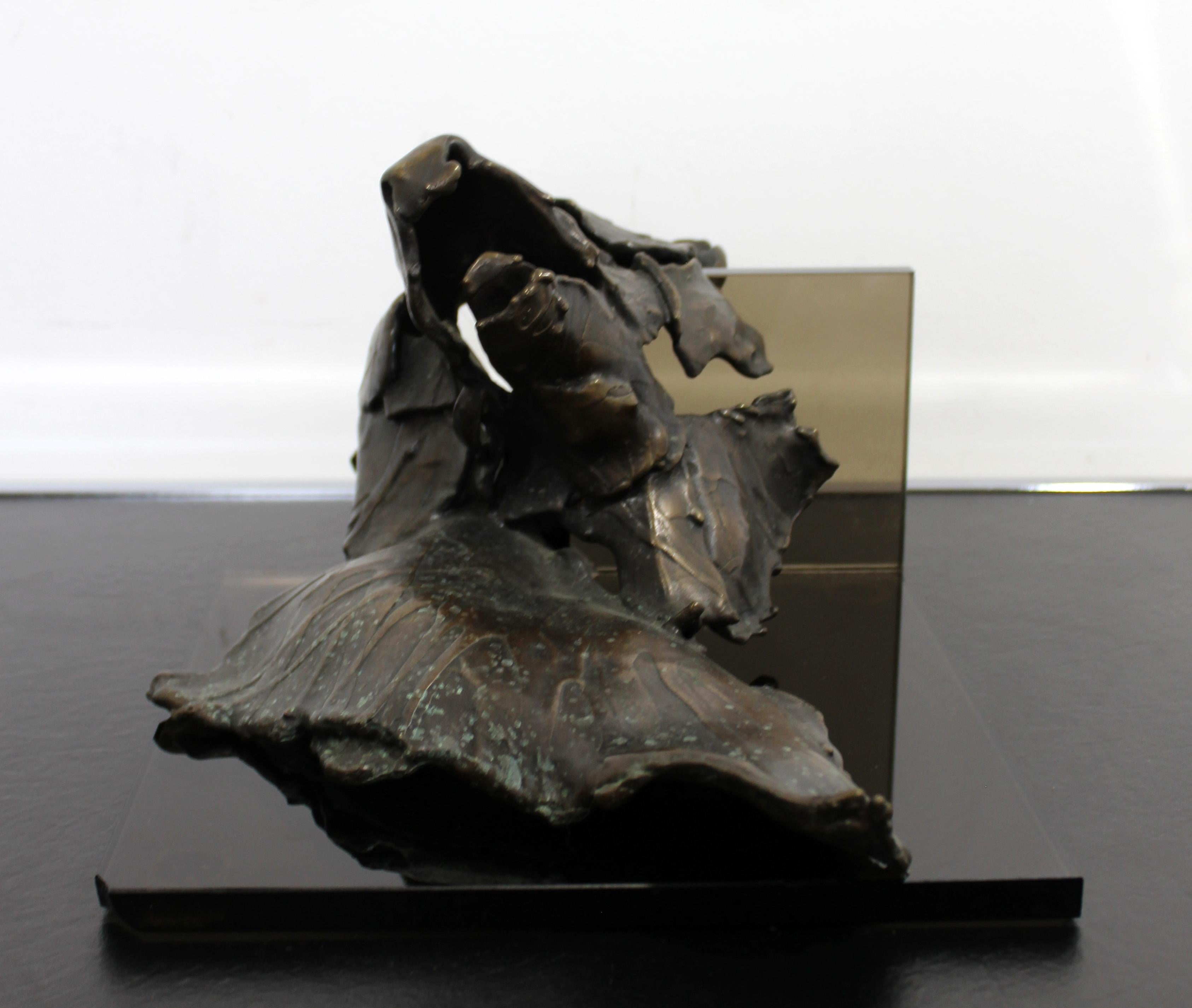 Contemporary Modern Bronze Bear Table Sculpture Signed Gordon Hipp Dated 1990s In Good Condition In Keego Harbor, MI