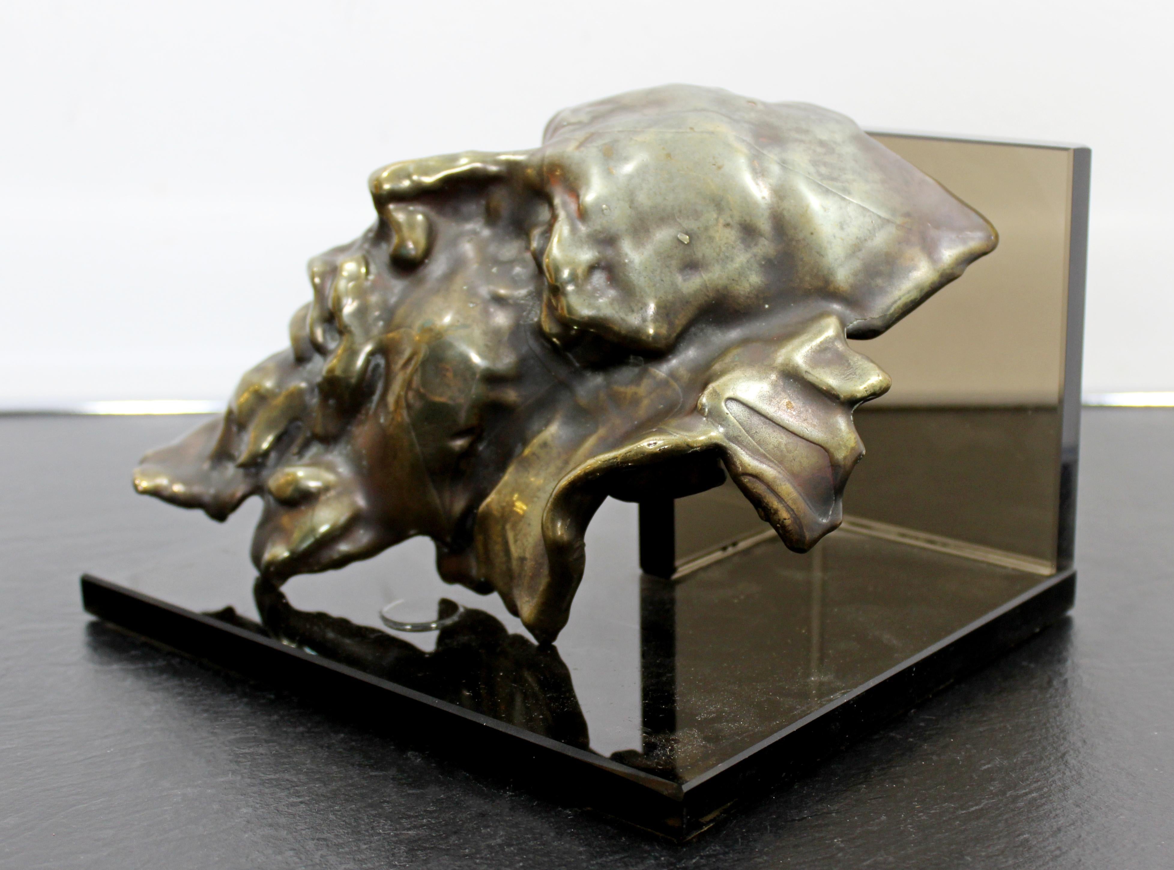 Contemporary Modern Bronze Face Table Sculpture Signed Gordon Hipp Dated 1990s 4