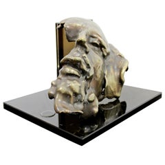 Contemporary Modern Bronze Face Table Sculpture Signed Gordon Hipp Dated 1990s