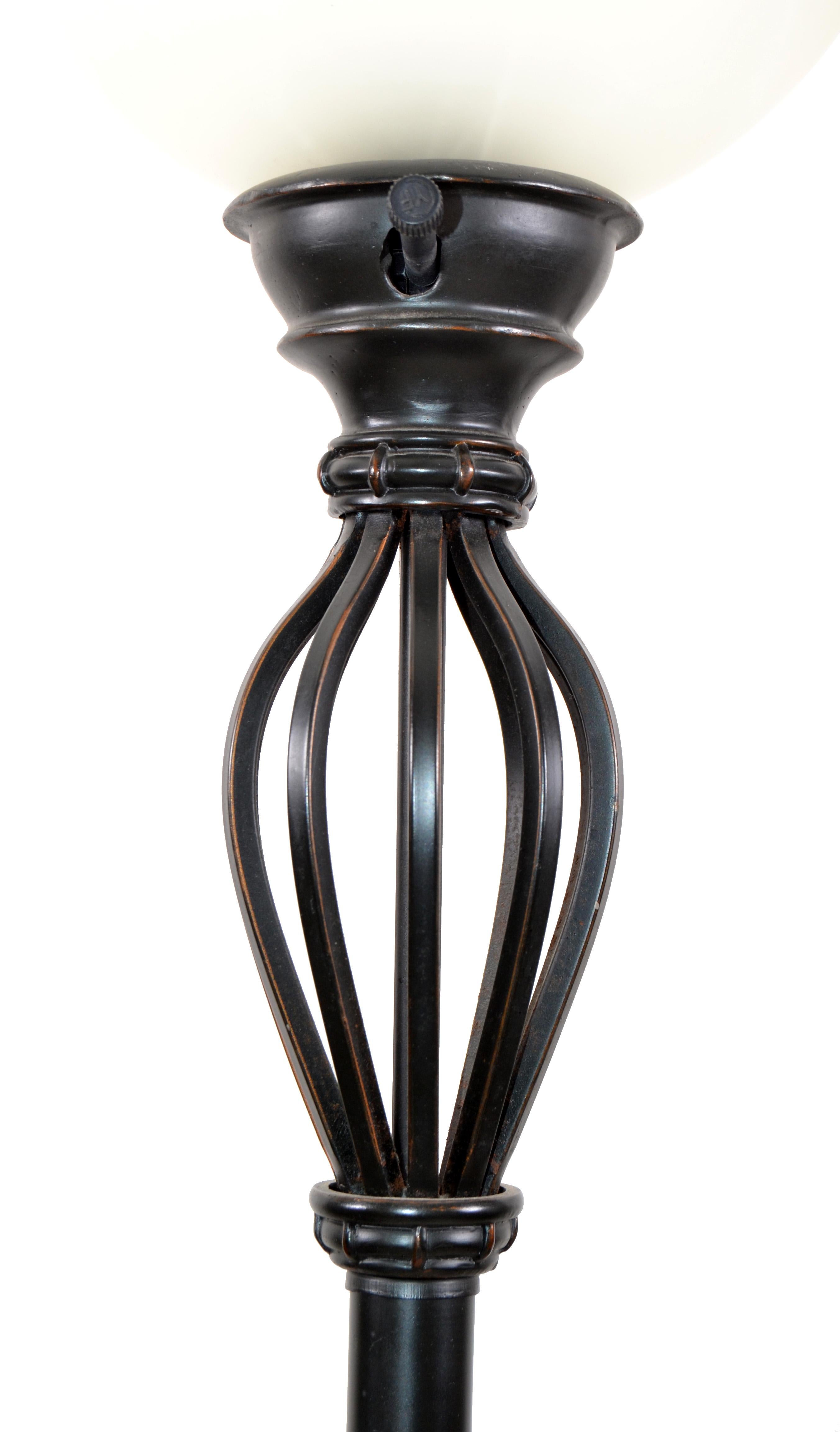 Contemporary Modern Bronze Finish Blown Murano Glass & Wrought Iron Floor Lamp  For Sale 3