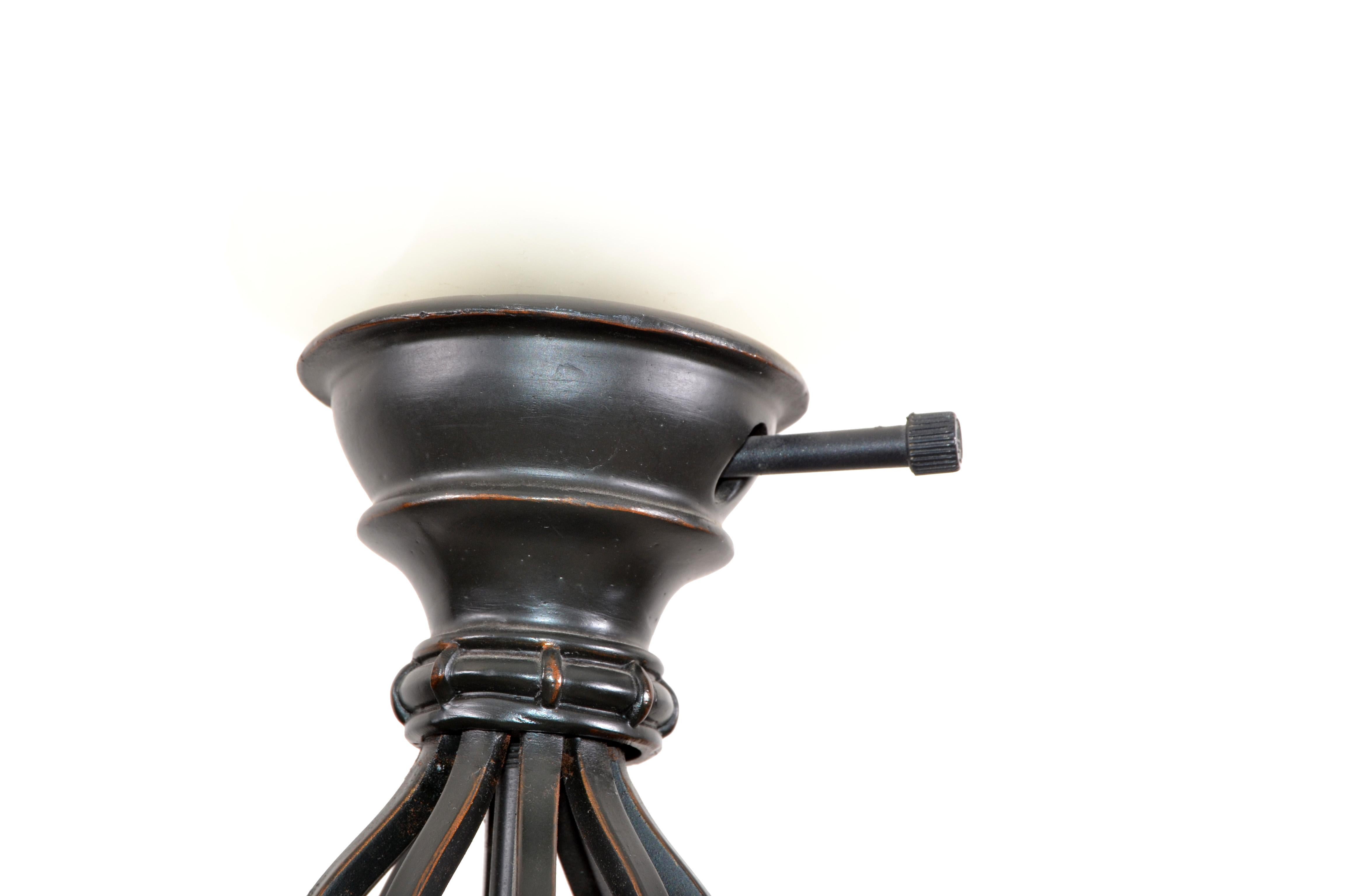 Contemporary Modern Bronze Finish Blown Murano Glass & Wrought Iron Floor Lamp  For Sale 4