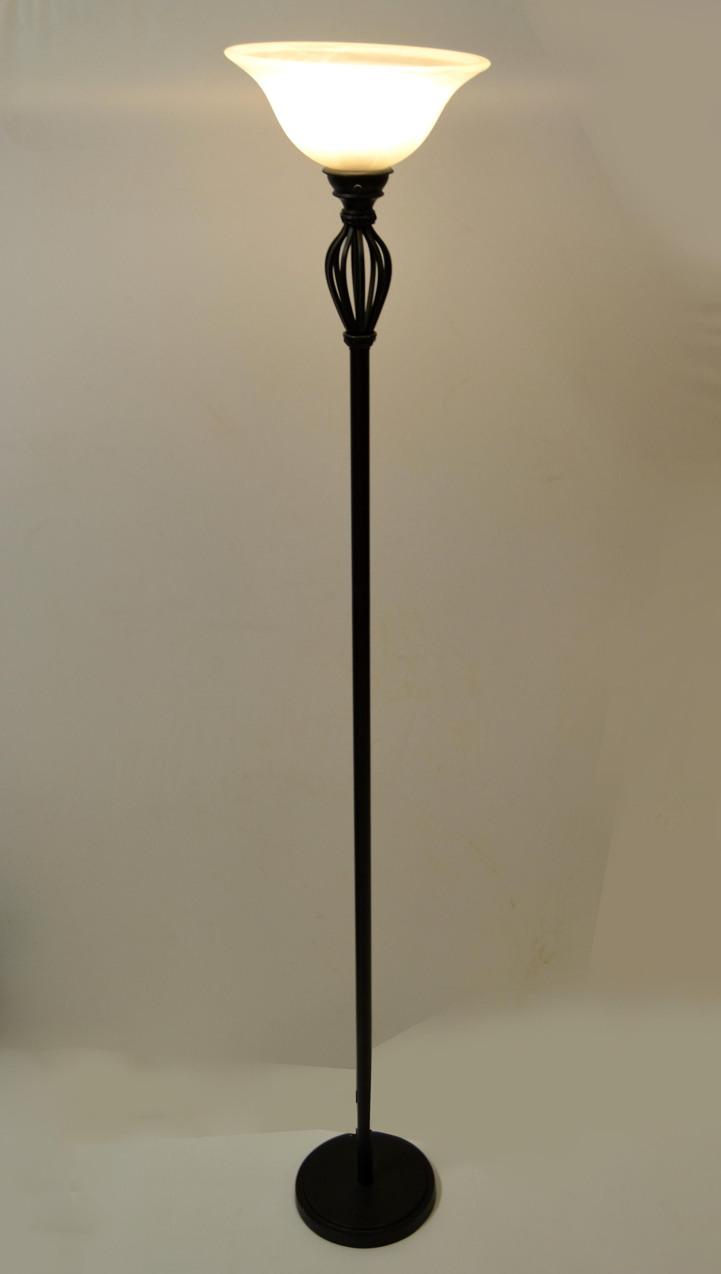 Contemporary Modern Bronze Finish Blown Murano Glass & Wrought Iron Floor Lamp  In Good Condition For Sale In Miami, FL