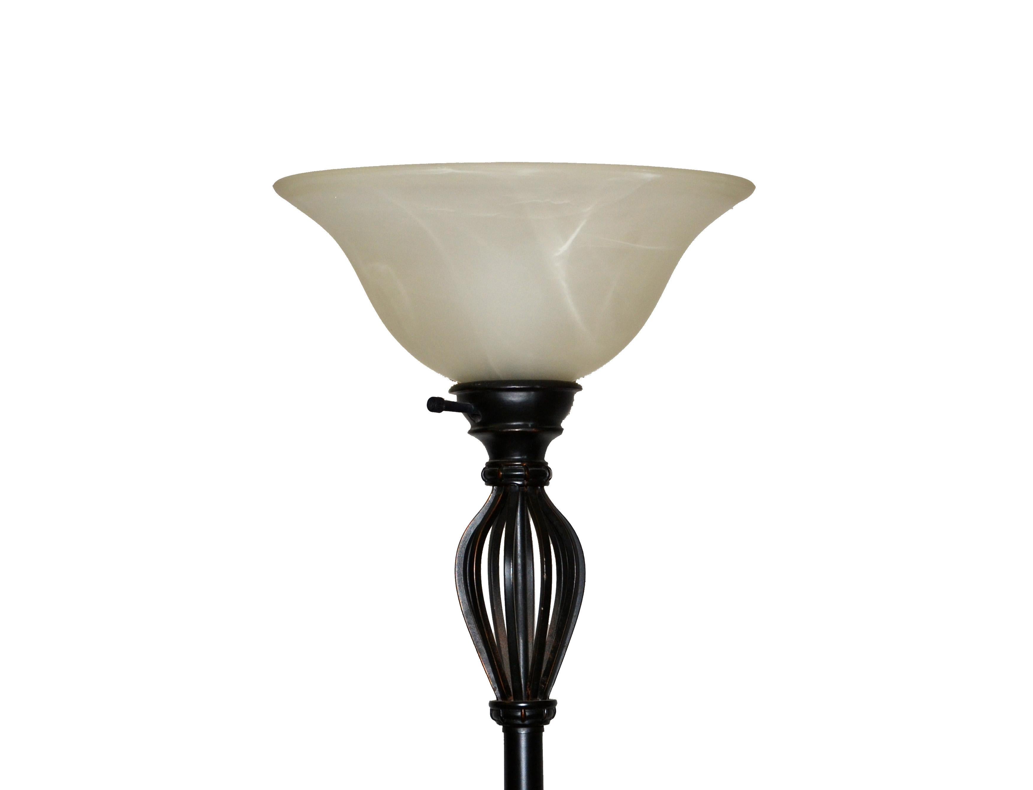 Contemporary Modern Bronze Finish Blown Murano Glass & Wrought Iron Floor Lamp  For Sale 1