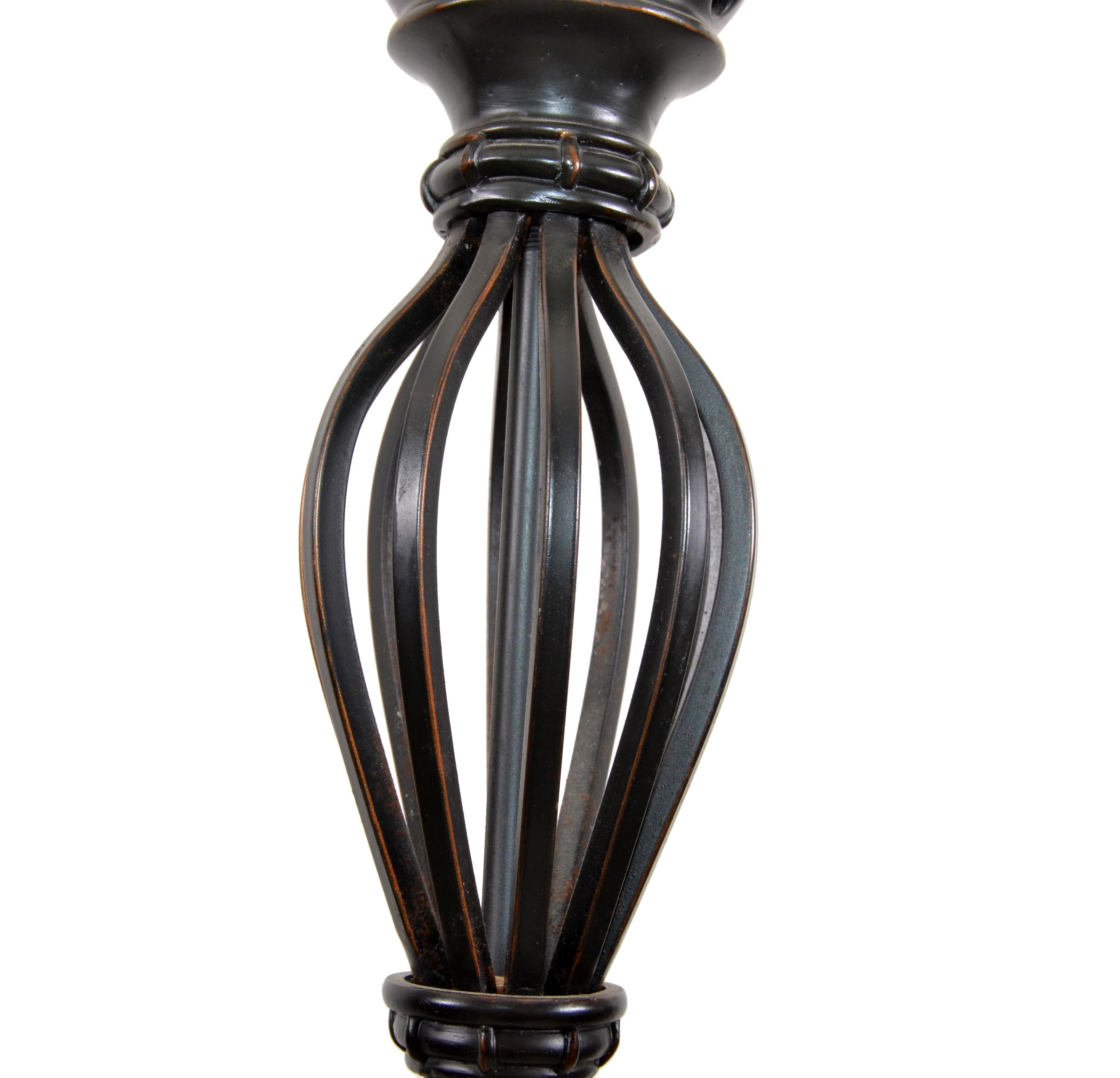Contemporary Modern Bronze Finish Blown Murano Glass & Wrought Iron Floor Lamp  For Sale 2