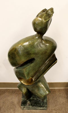 Contemporary Modern Bronze Marble Table Sculpture Signed Porret Diabolique 1980s